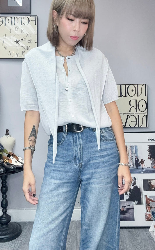 Scarf X Knit Cardigan Set