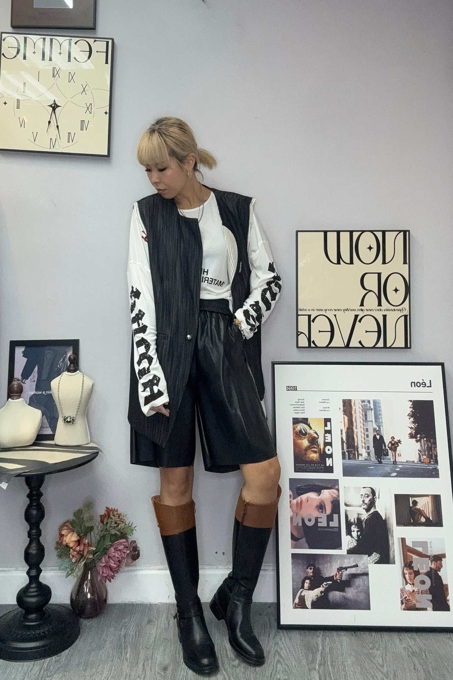 Parallel line vest blazer