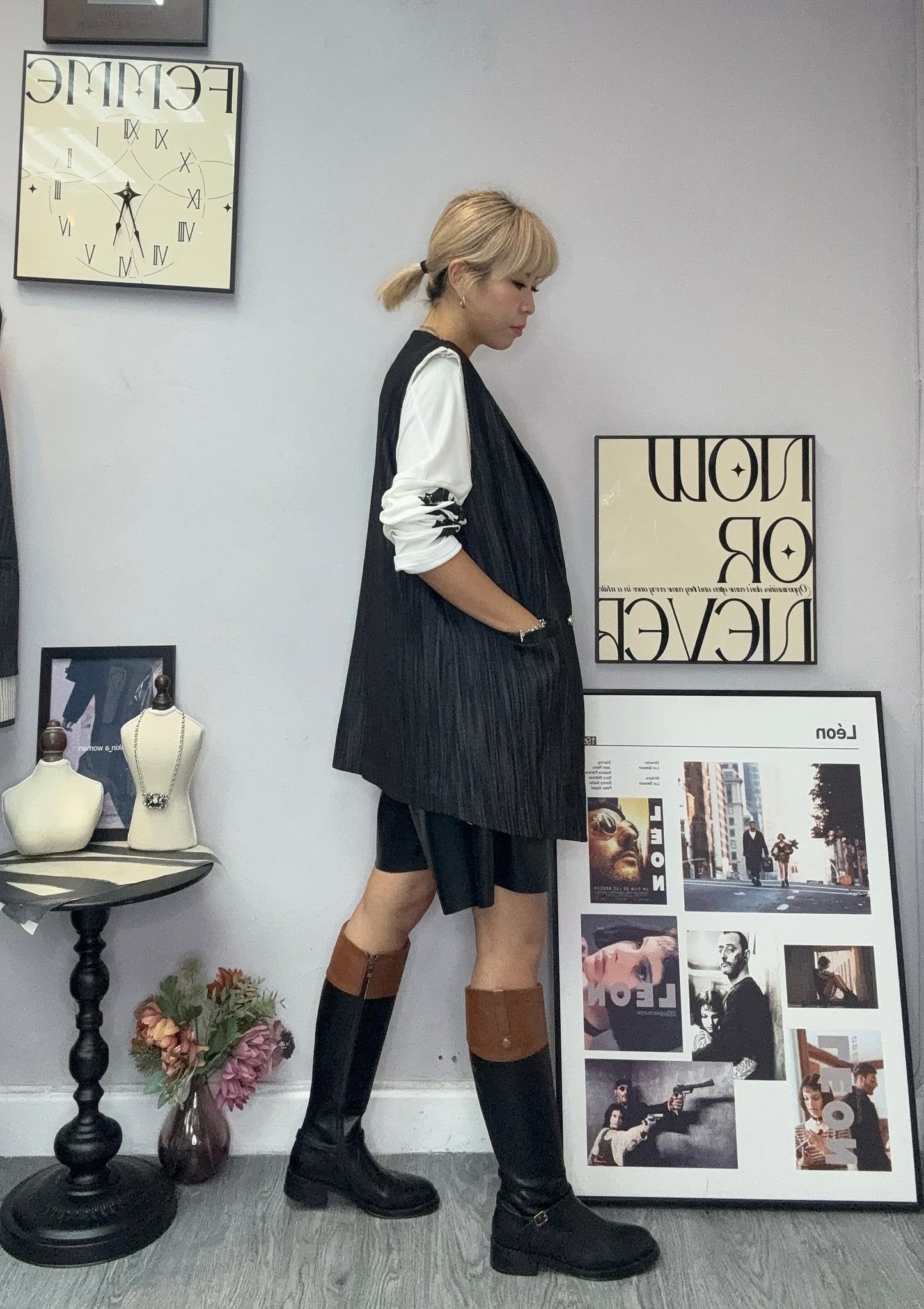 Parallel line vest blazer