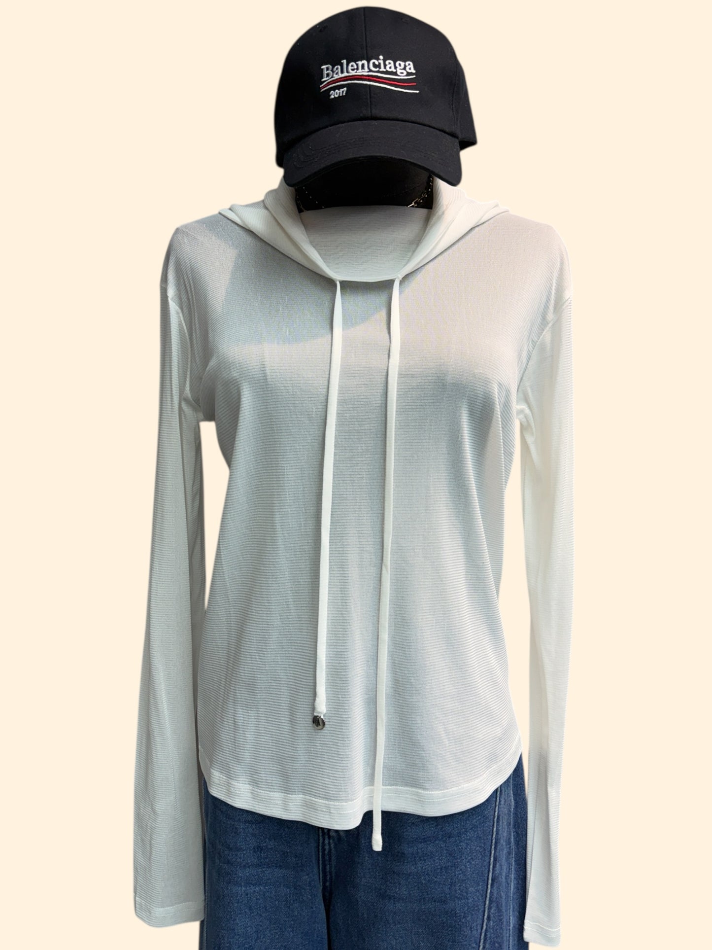 Crew collar see through top