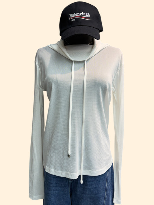 Crew collar see through top