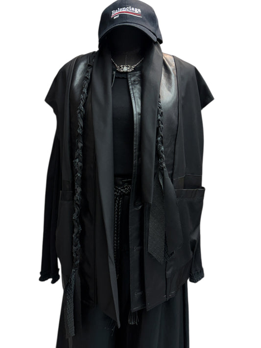 Two tone leather vest jacket