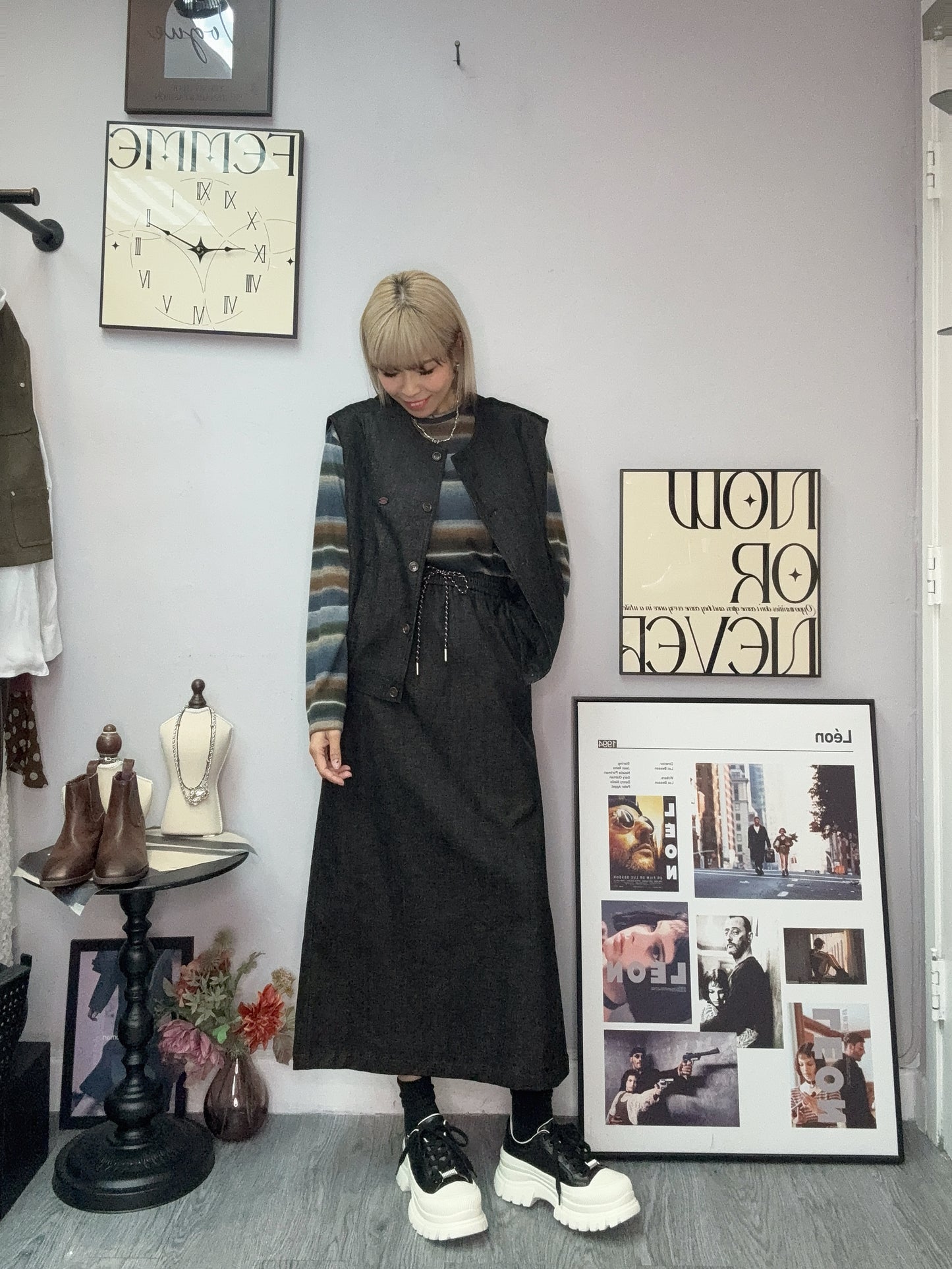 Washing denim cotton skirt set