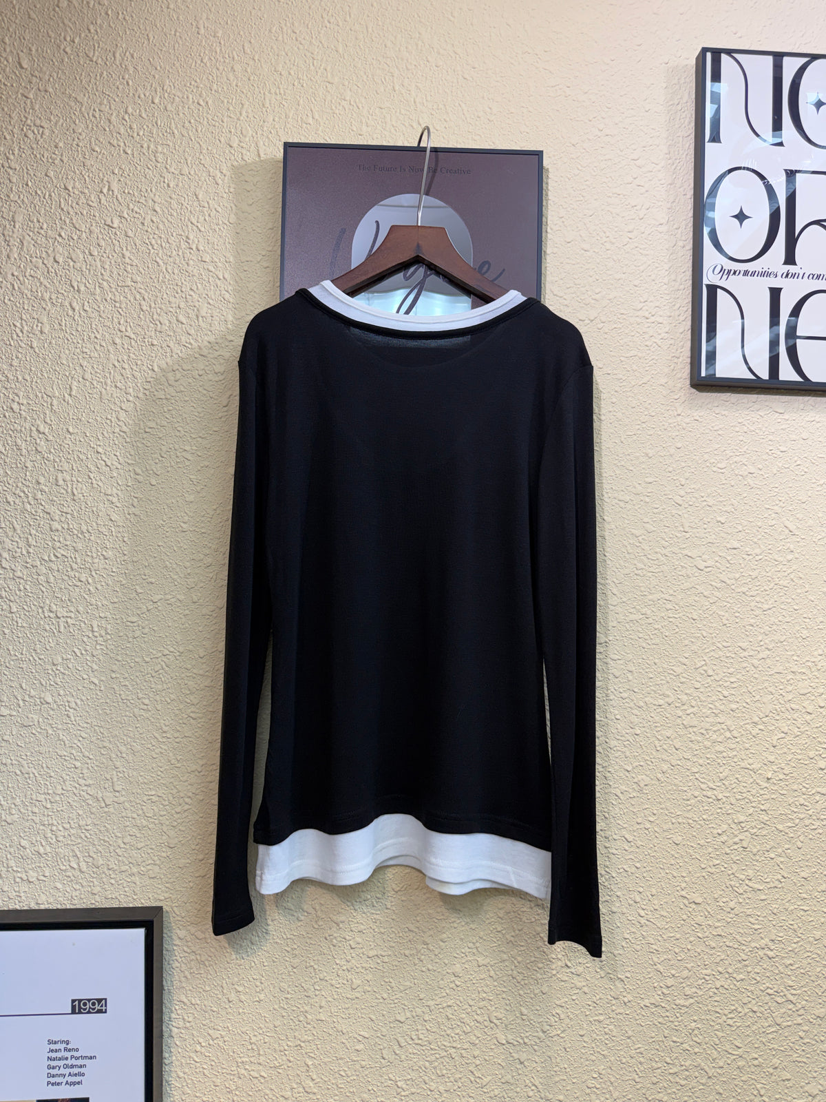 Fake two pieces ultra-thin fabric tee #00979