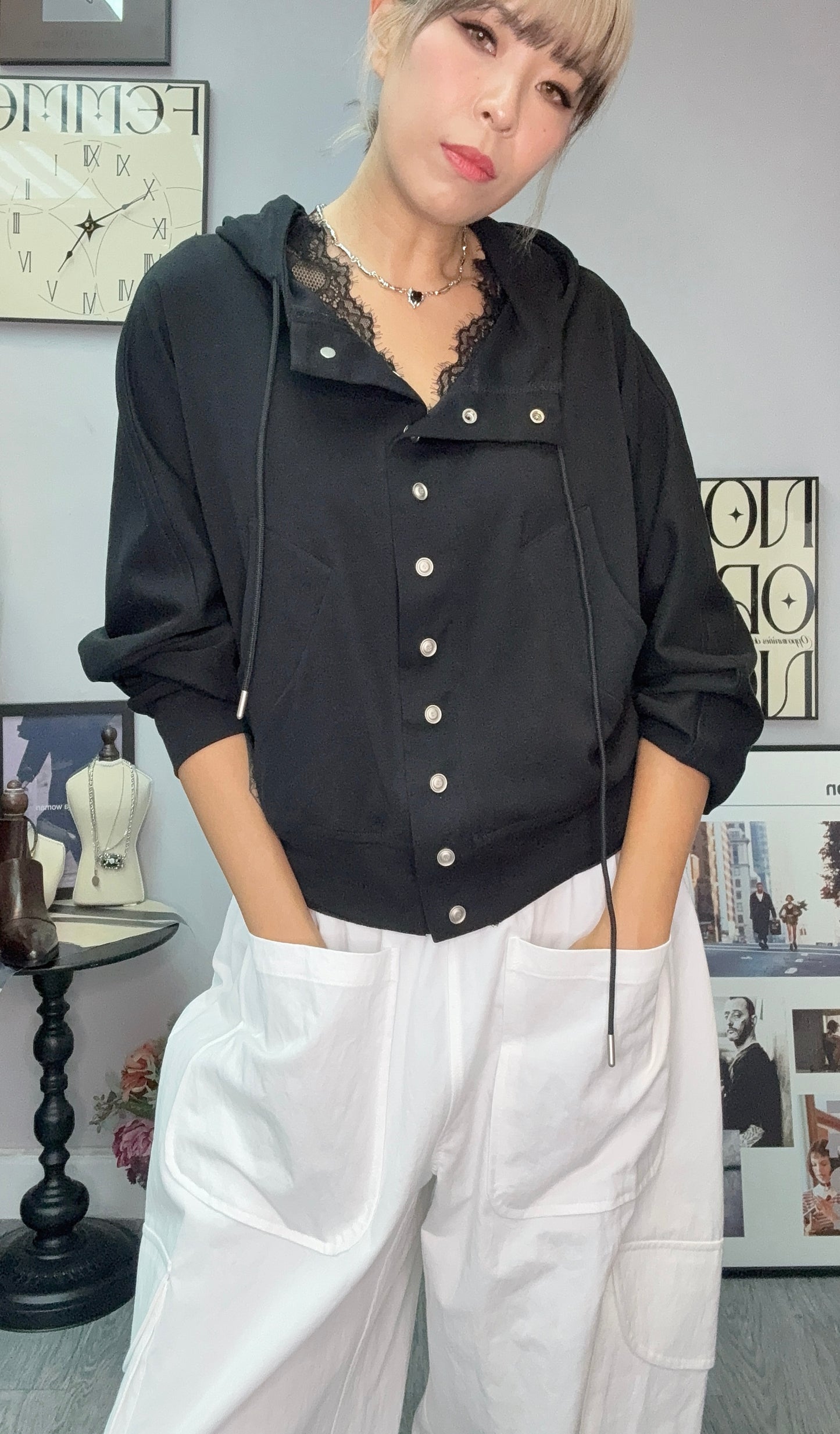 With hat cotton jacket