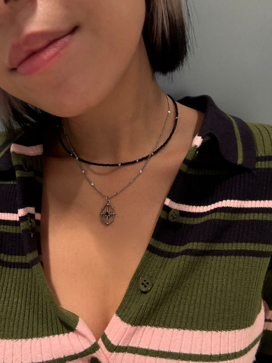 Black choker X Star necklace set