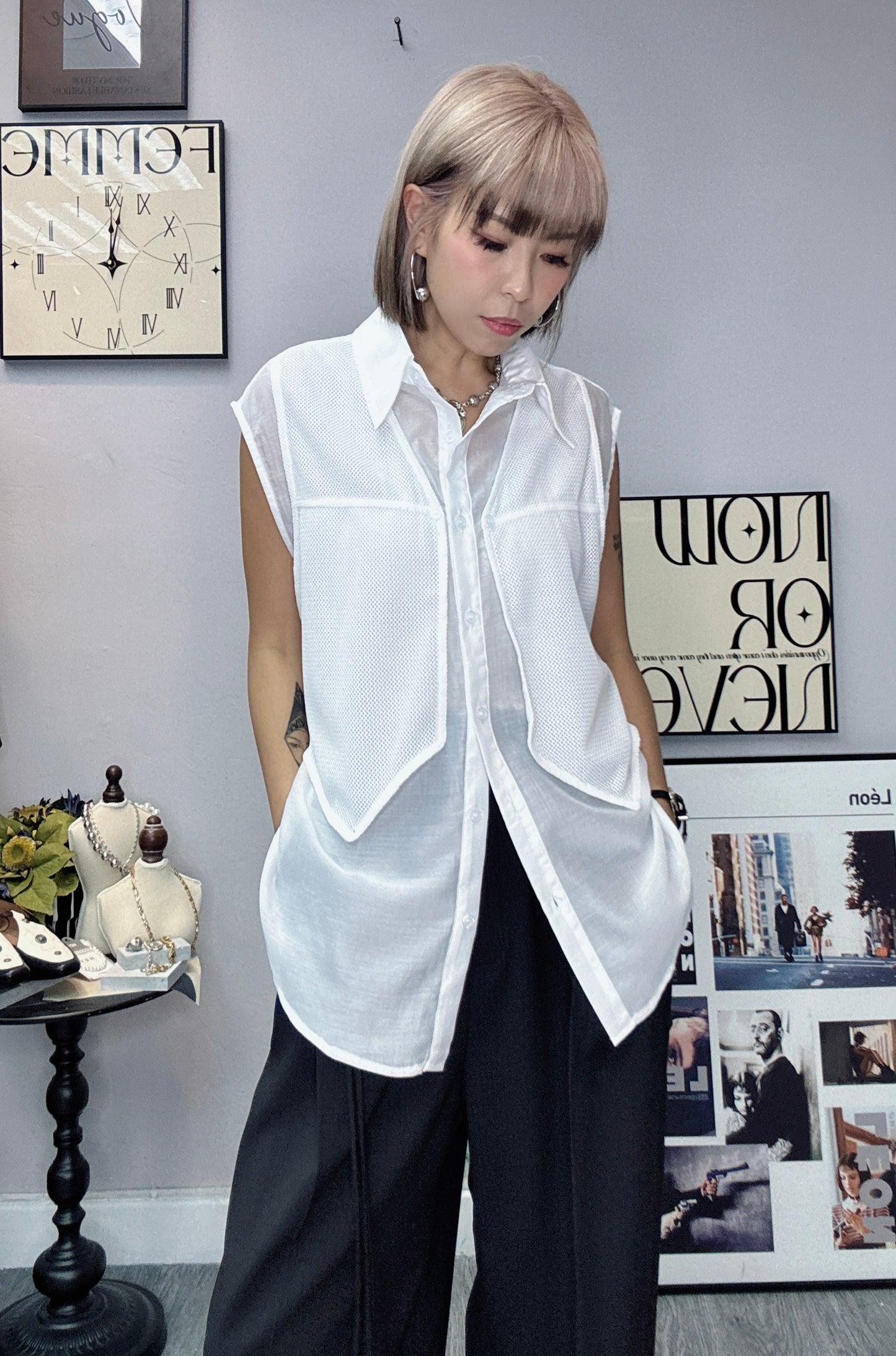 Net vest blouses