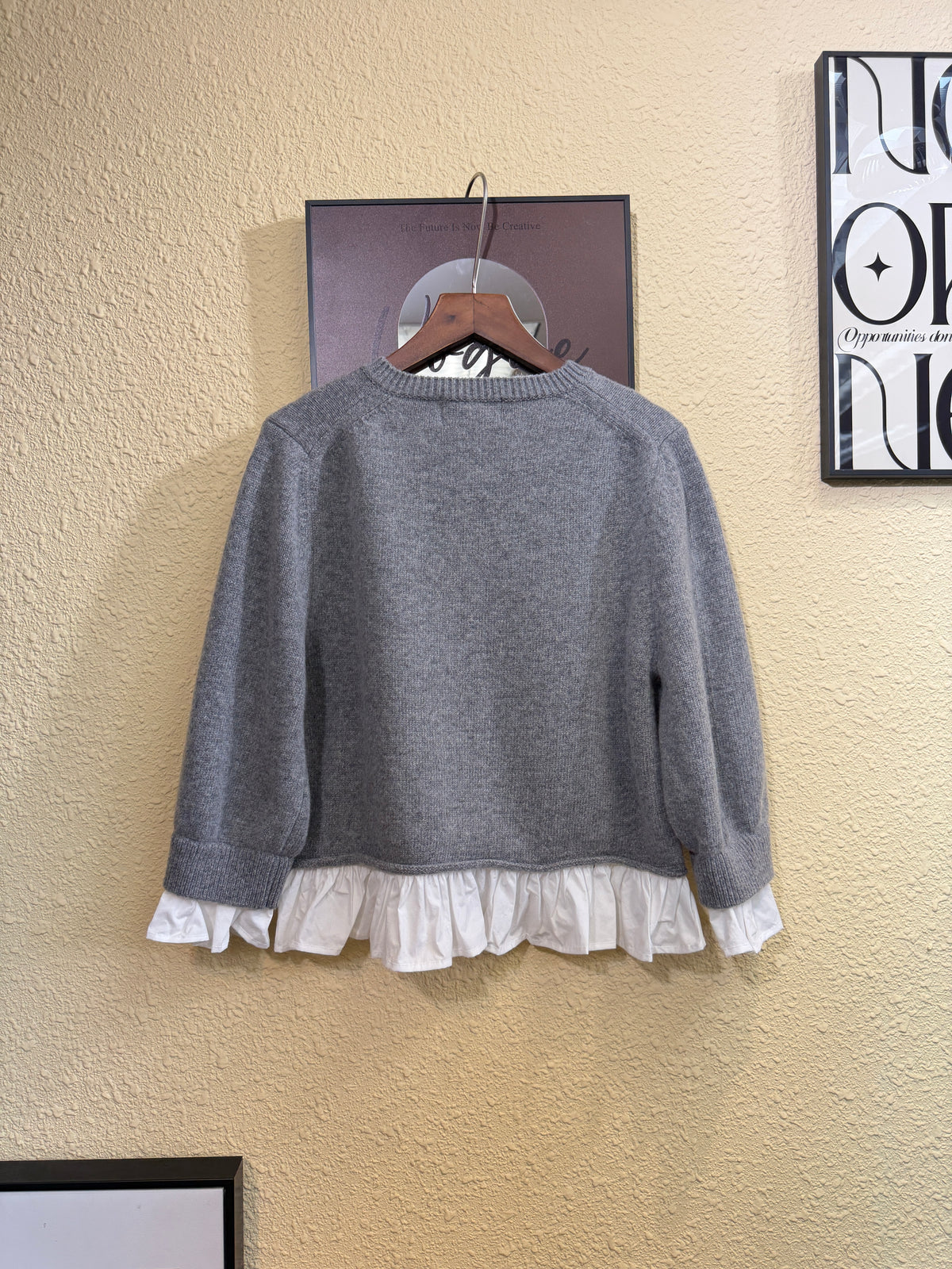 Ruffle shirt hem knitted cardigan #01010