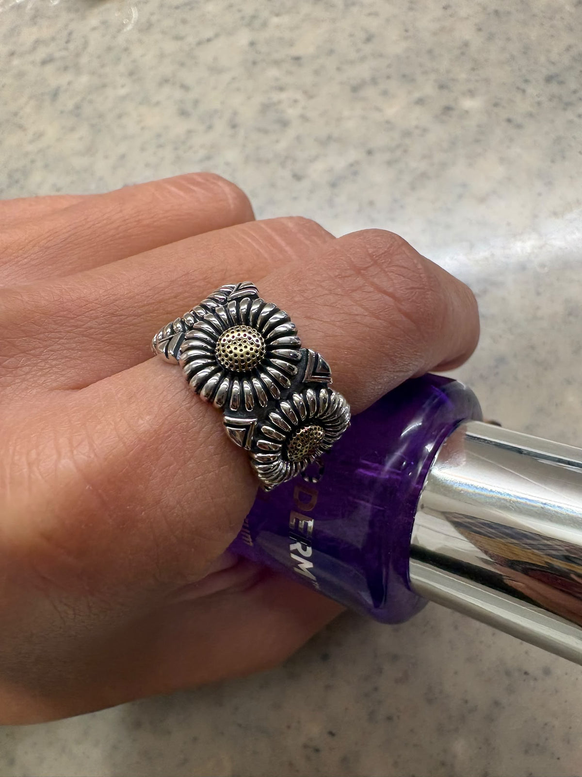 Sunflower silver ring #ass010