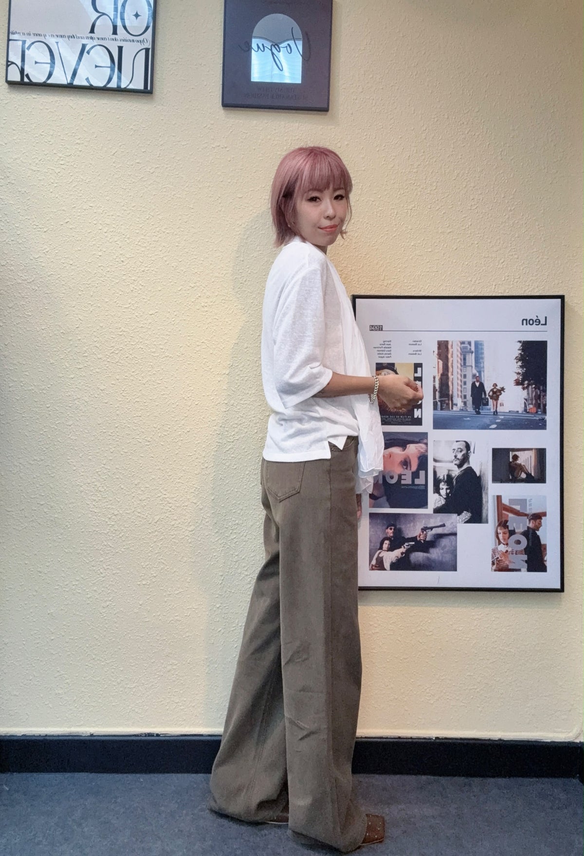 With scarf loose plain tee #00846
