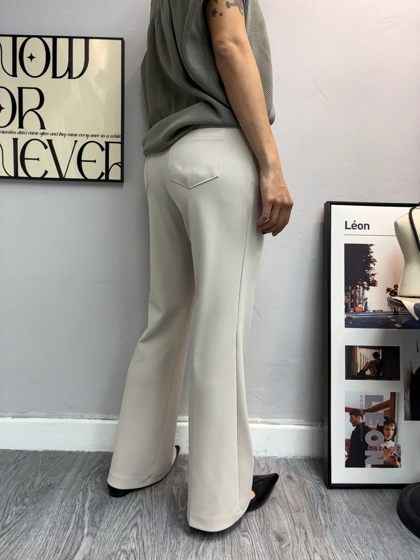 (-30%)Full elastic slim flare pants #00542