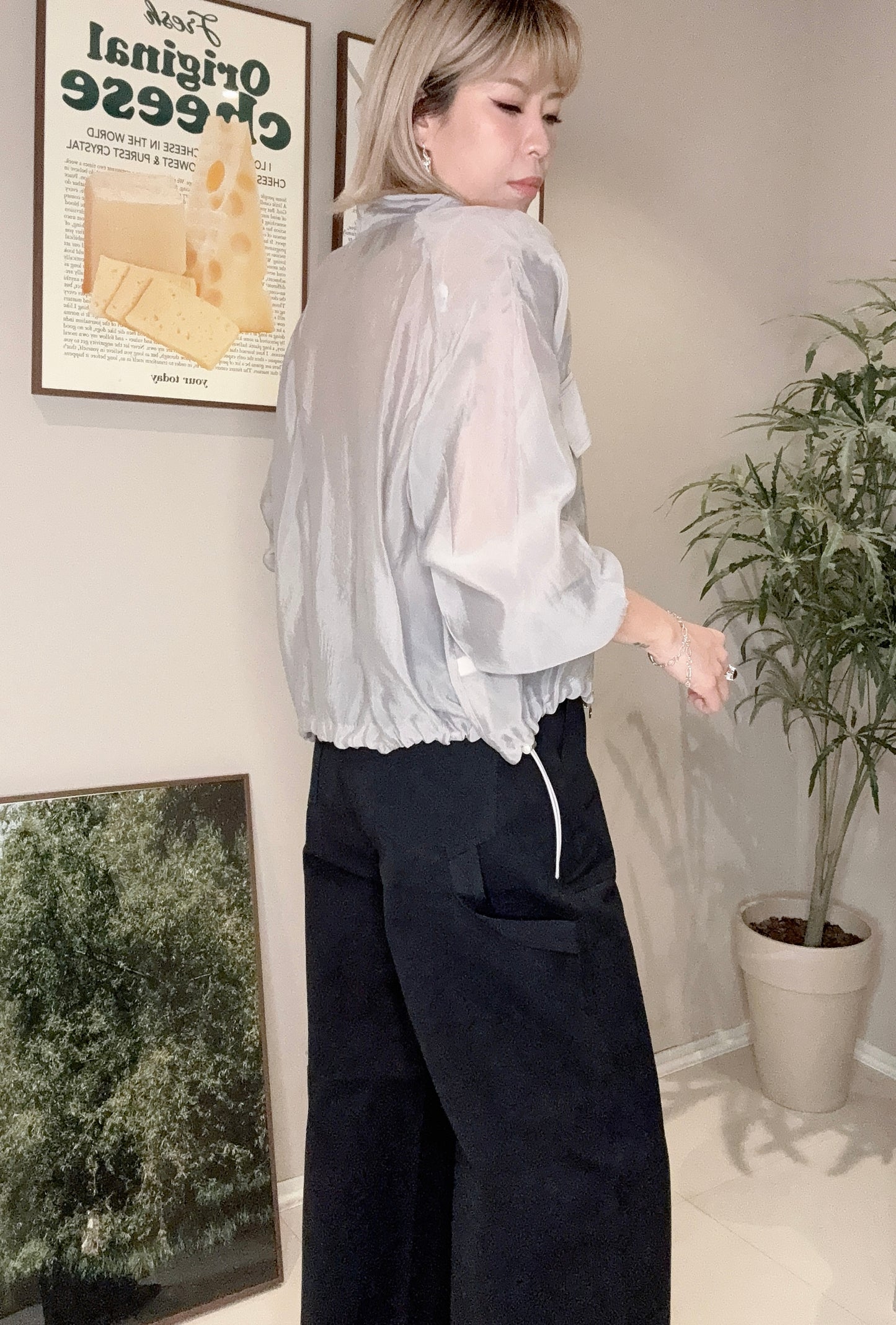 Two pockets see through jacket #00378