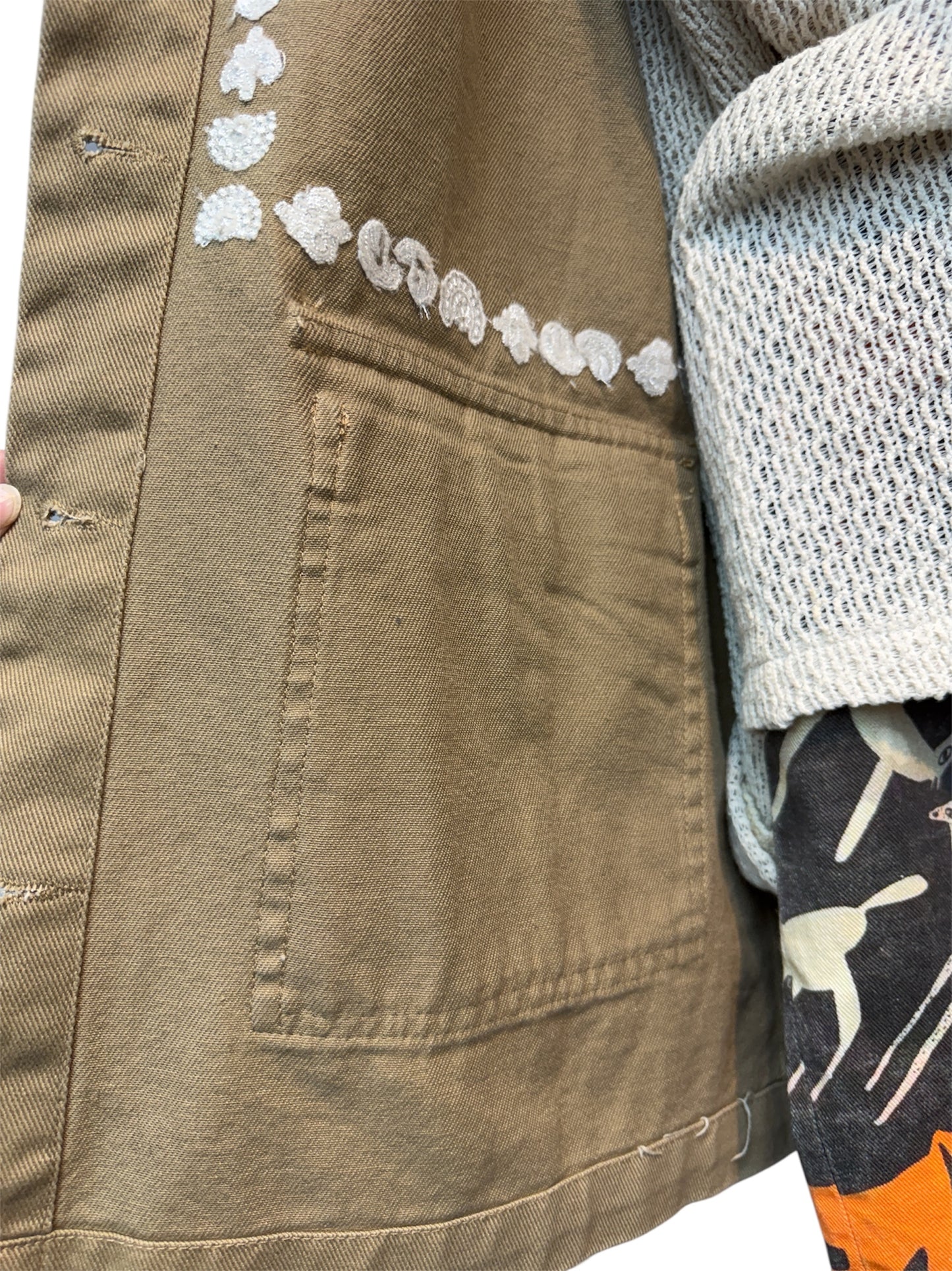 Shirt collar patchwork sleeves jacket #00334