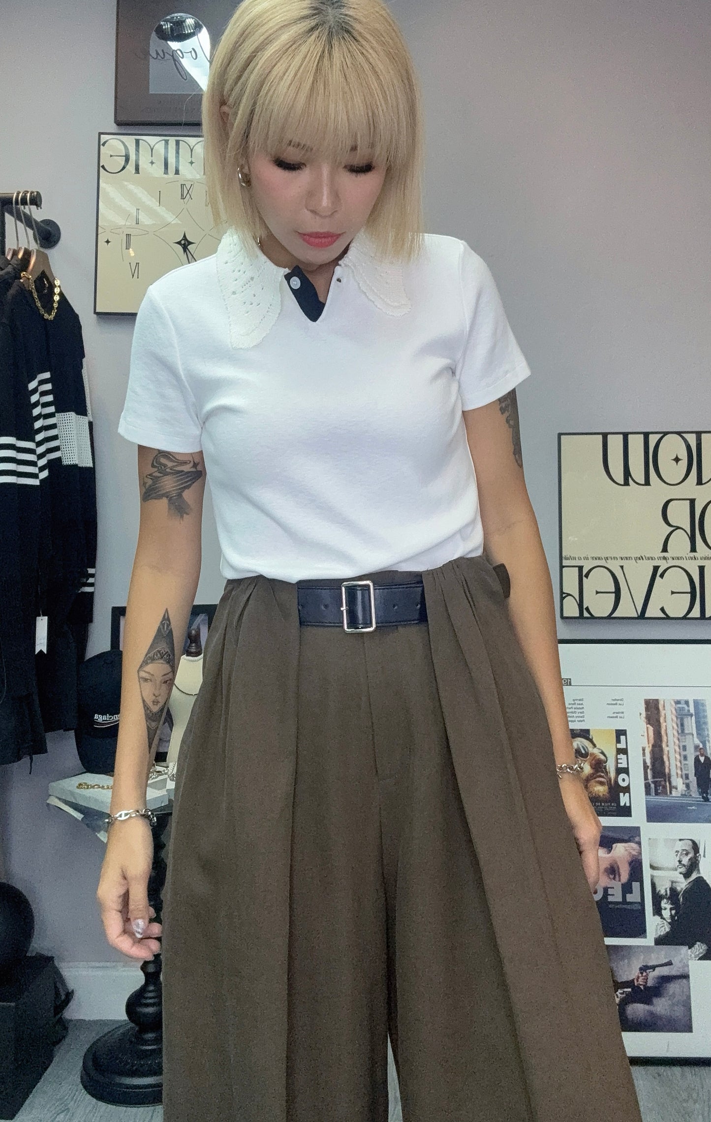 High waist Belt pants
