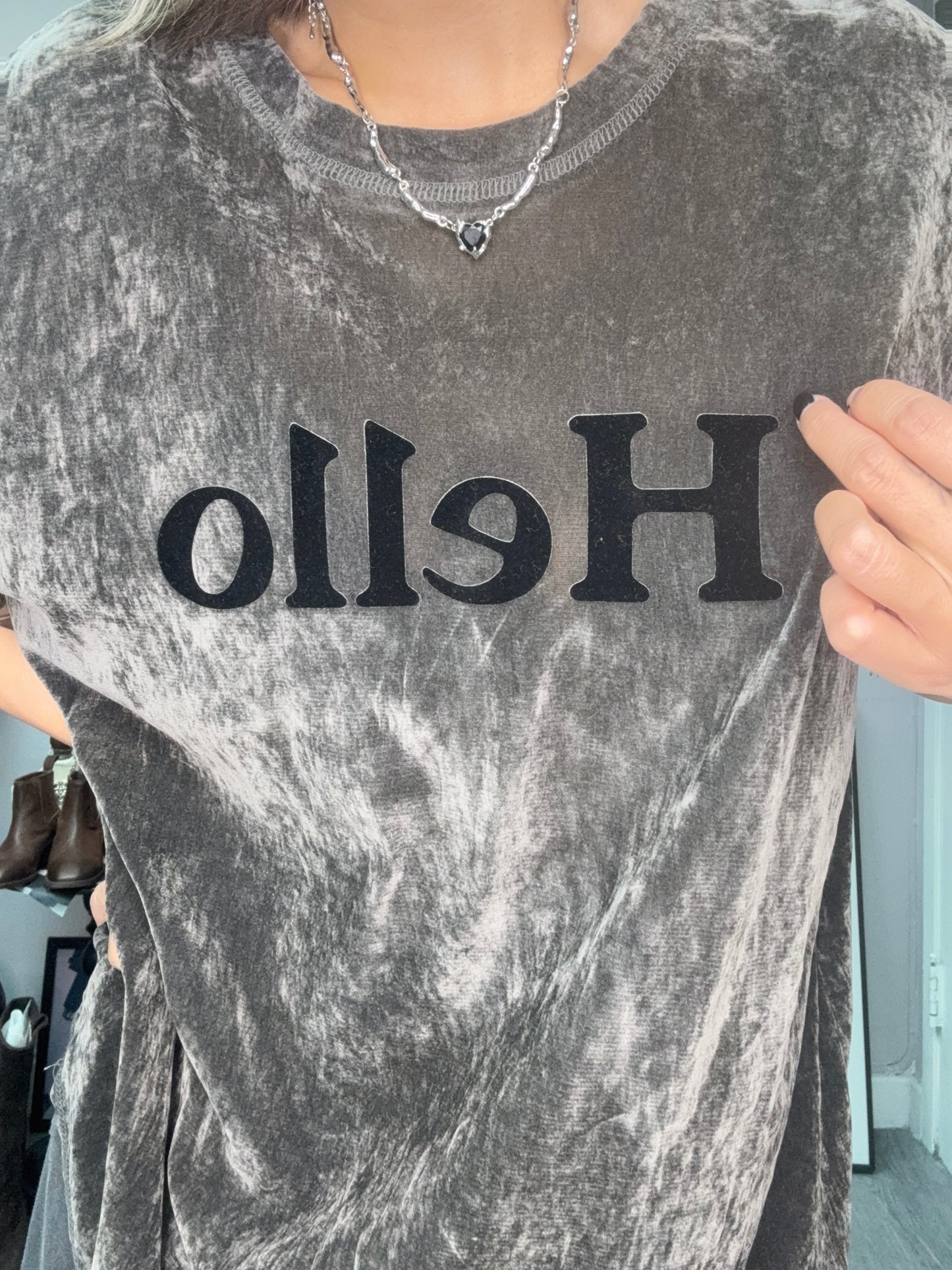 Thin Velvet short sleeves tee #00023