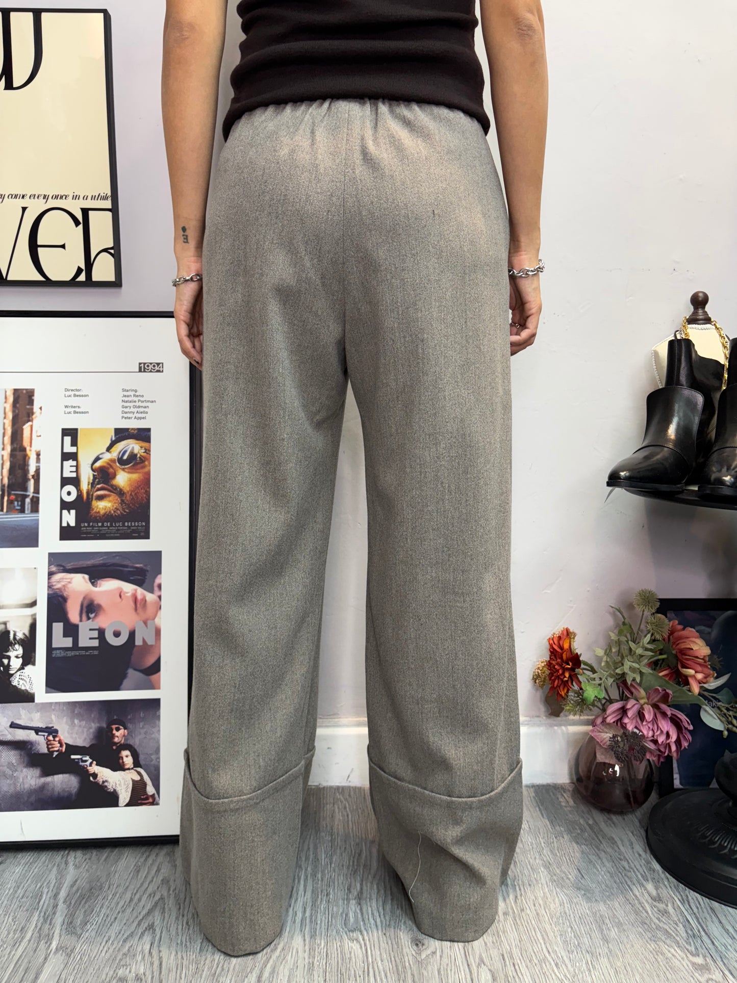Full elastic wool pants #00033