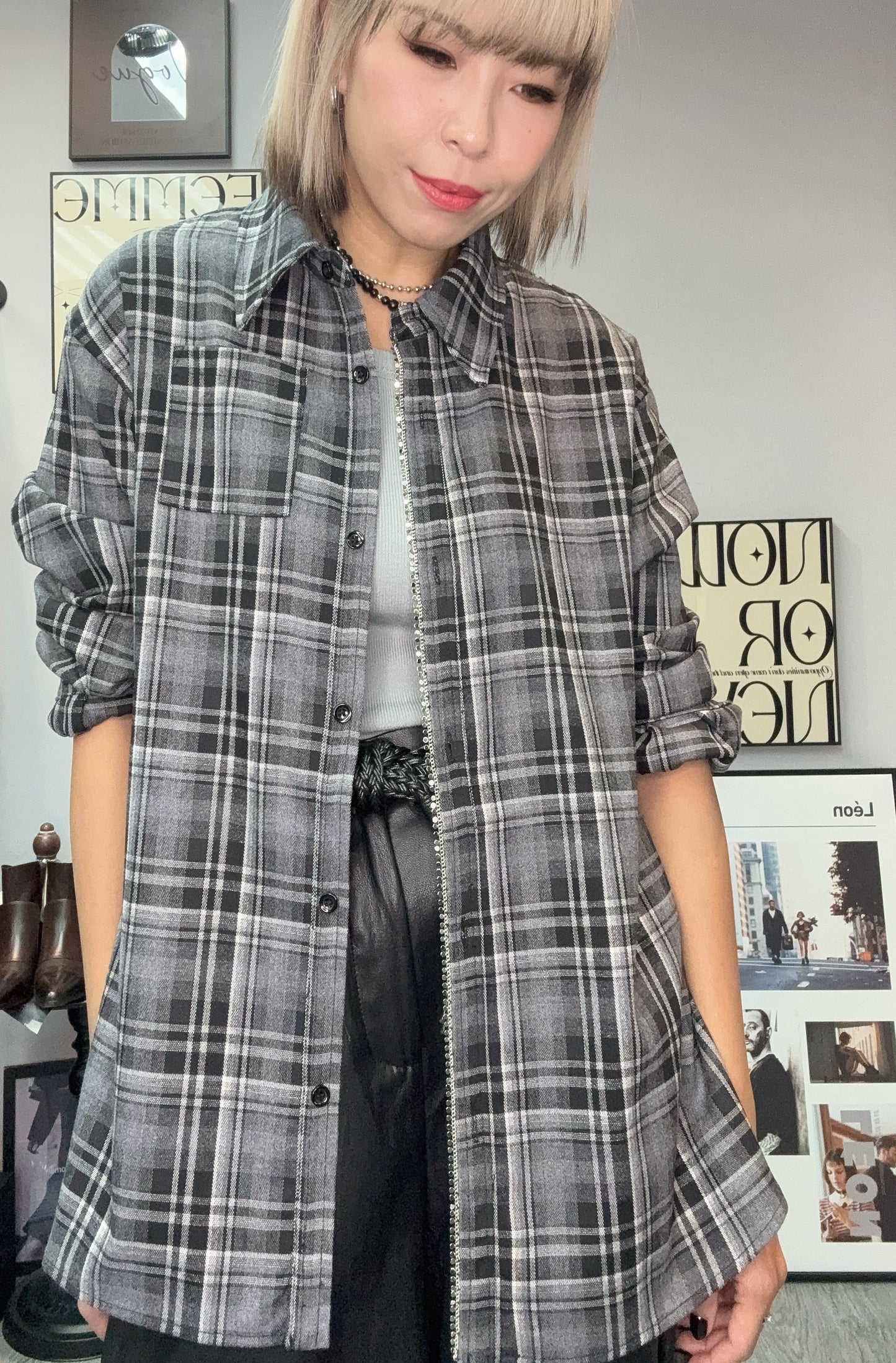 Check silver side shirt