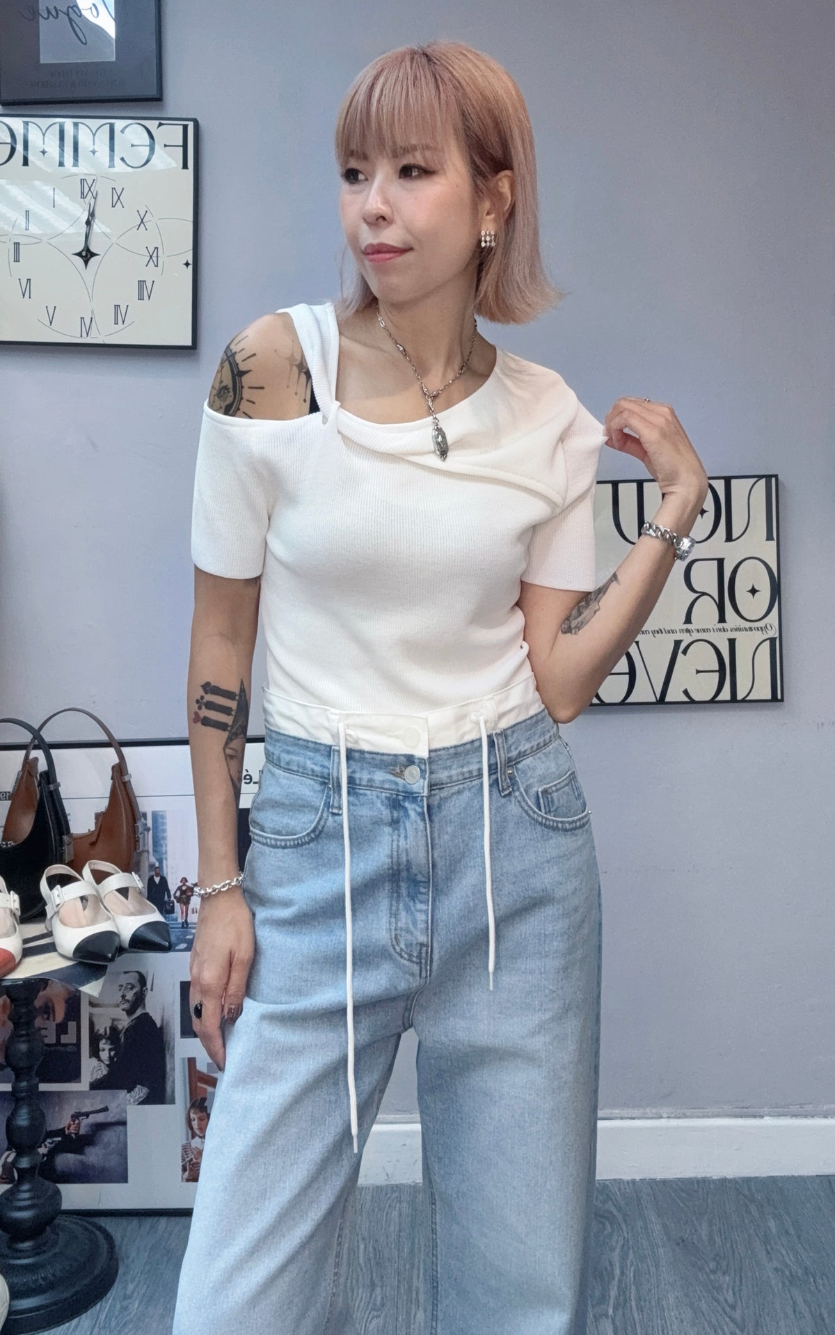 (-30% Off)One shoulder Knitted Top