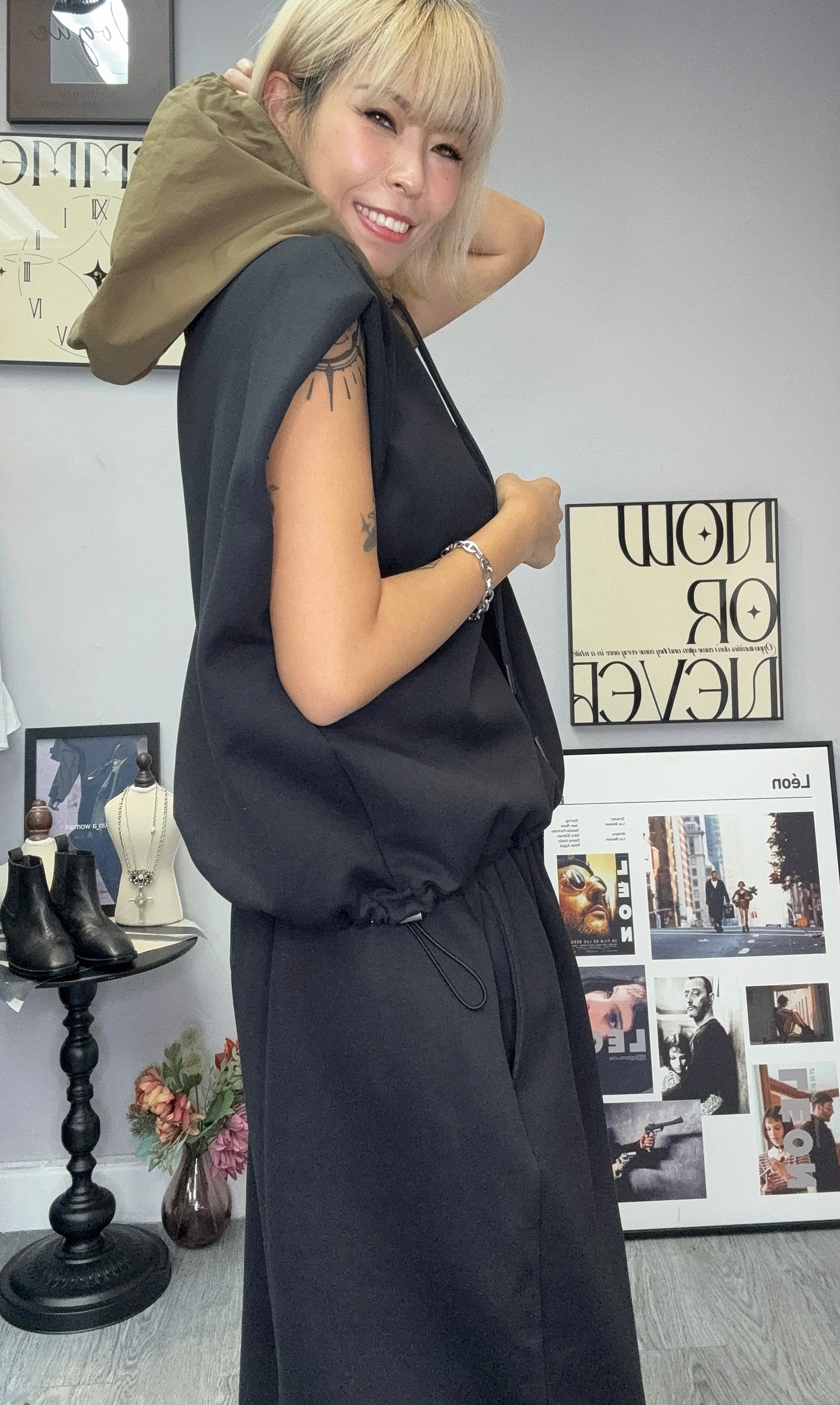 Two tone vest hoodie