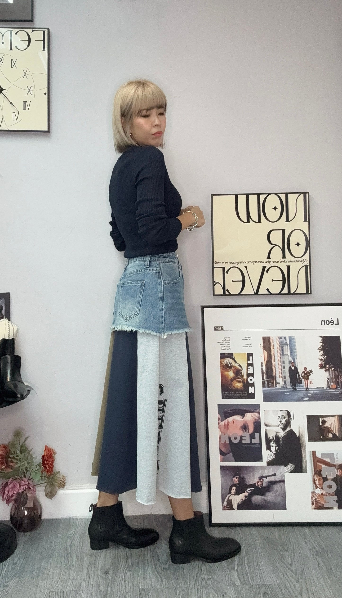 Silver button rib knit top