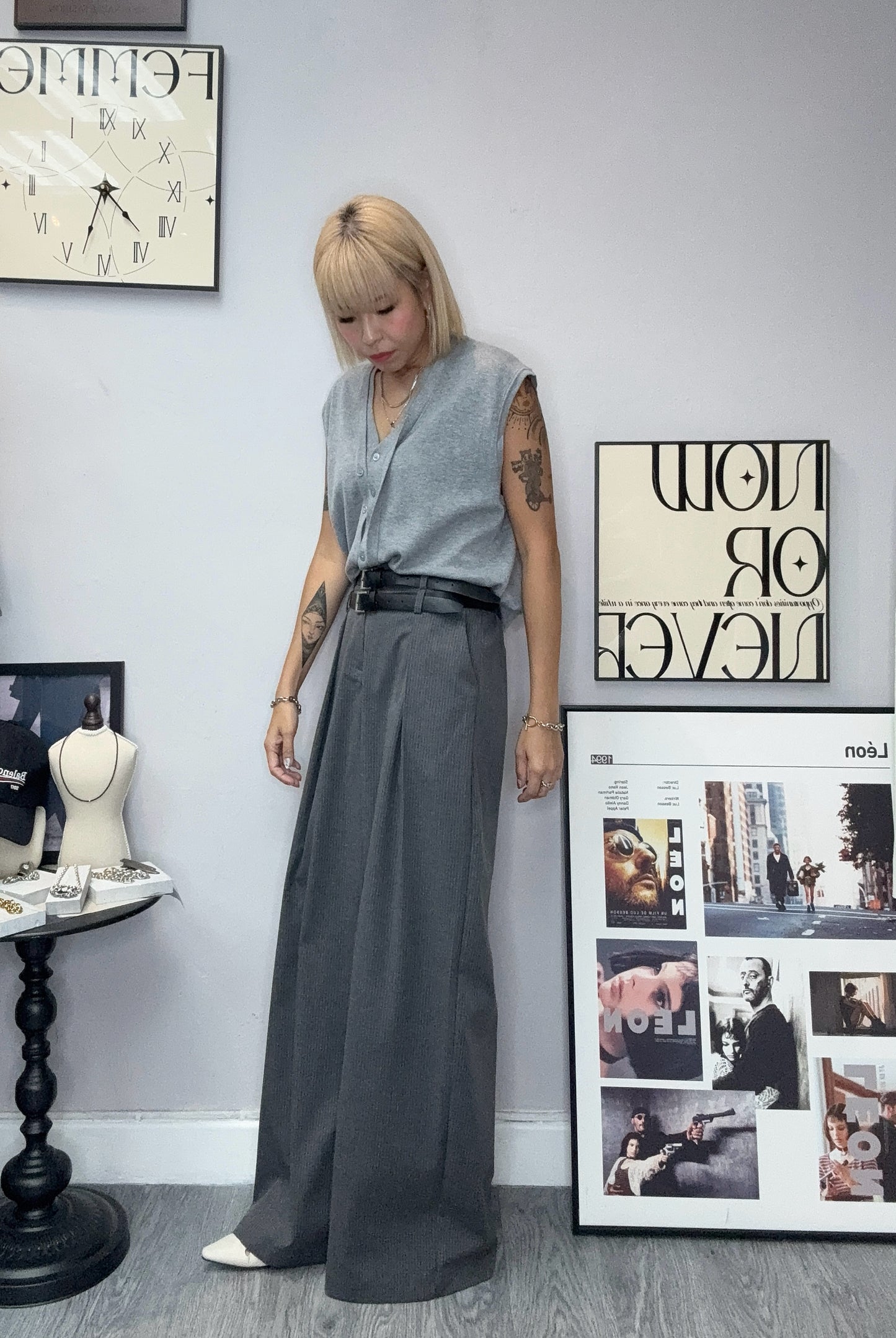 Fake two pieces vest knit