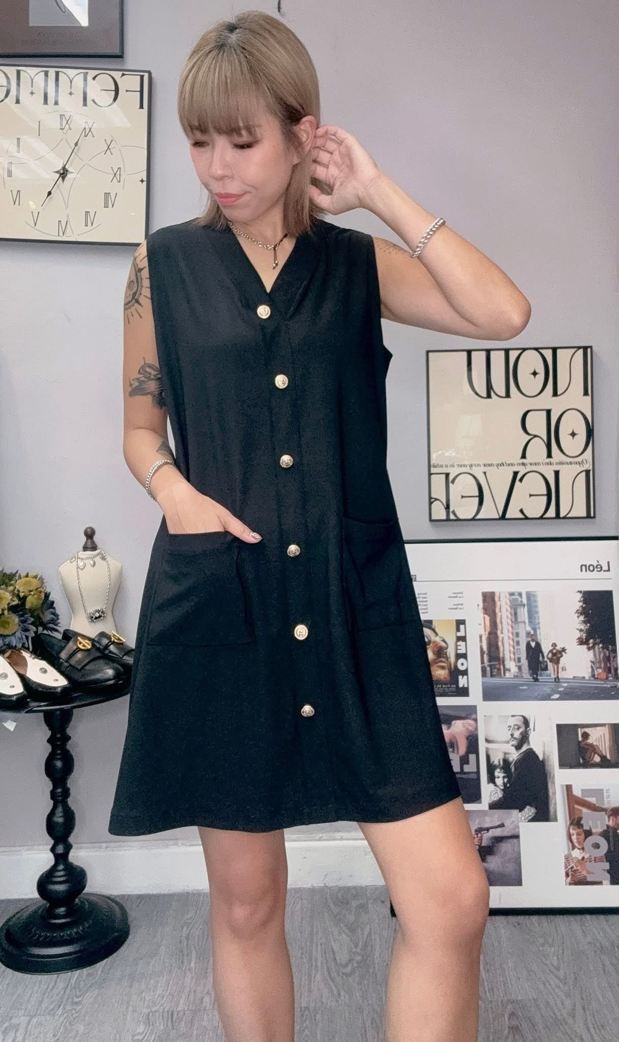 (-30% off)Gold bottom chiffon vest one piece