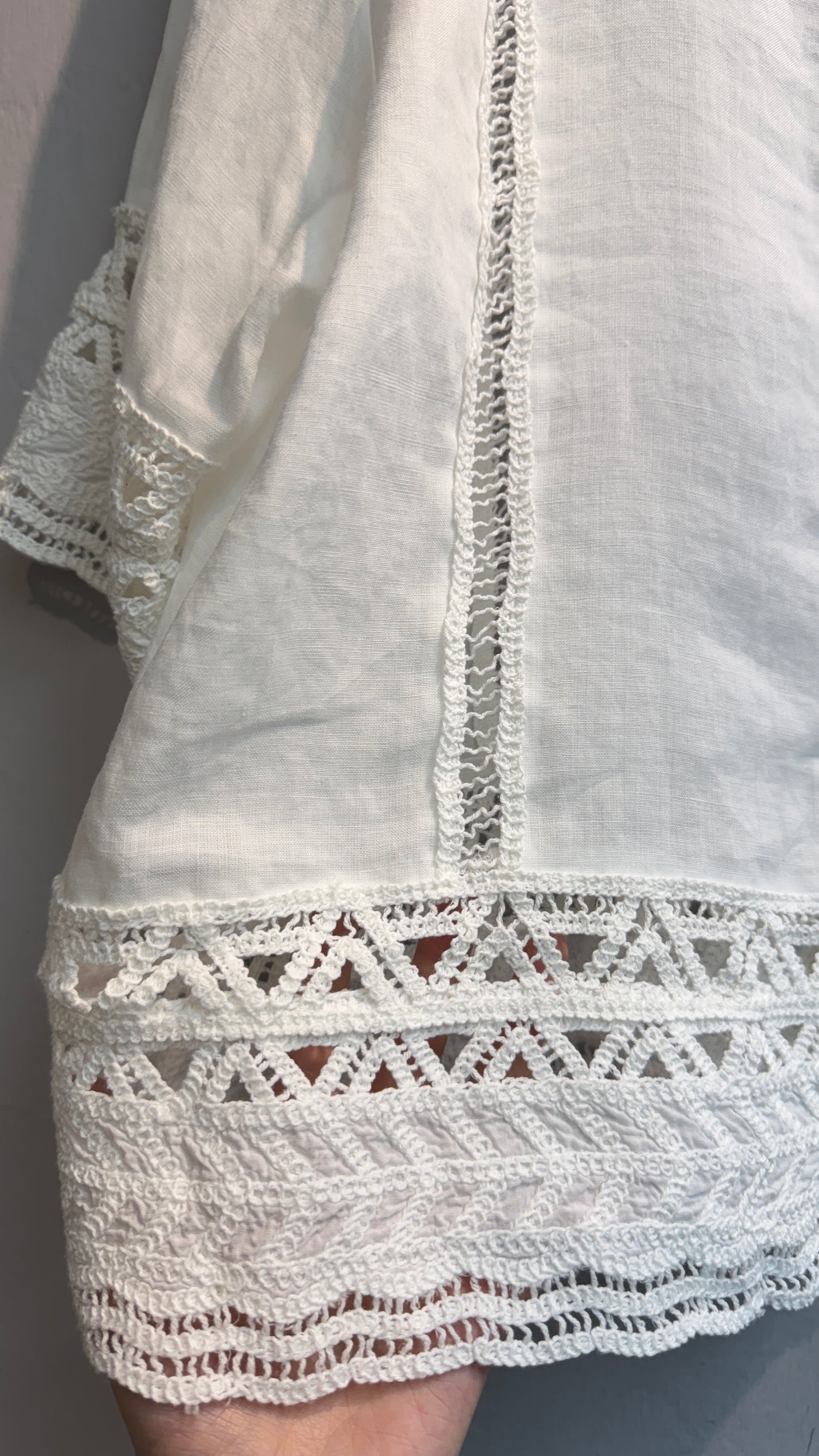 Embroidery lace linen blouse #00737