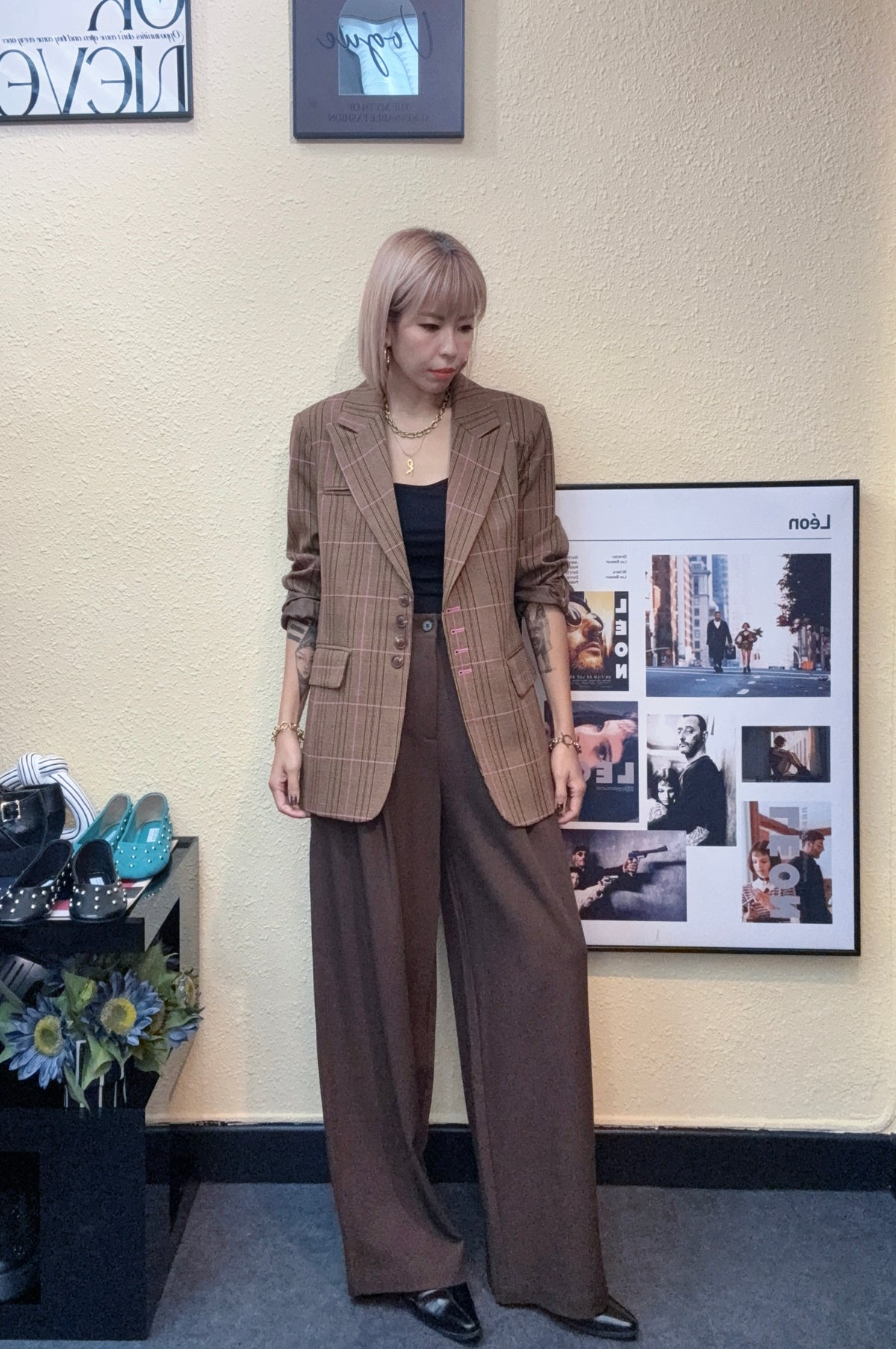 Checkered blazer #00971