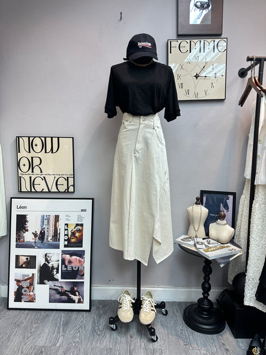 (-20% off)denim white skirt