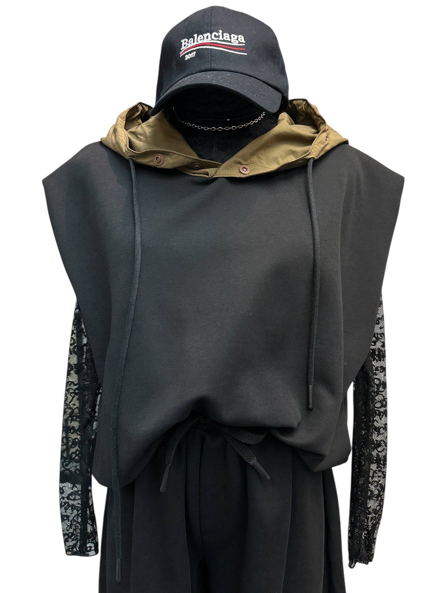 Two tone vest hoodie