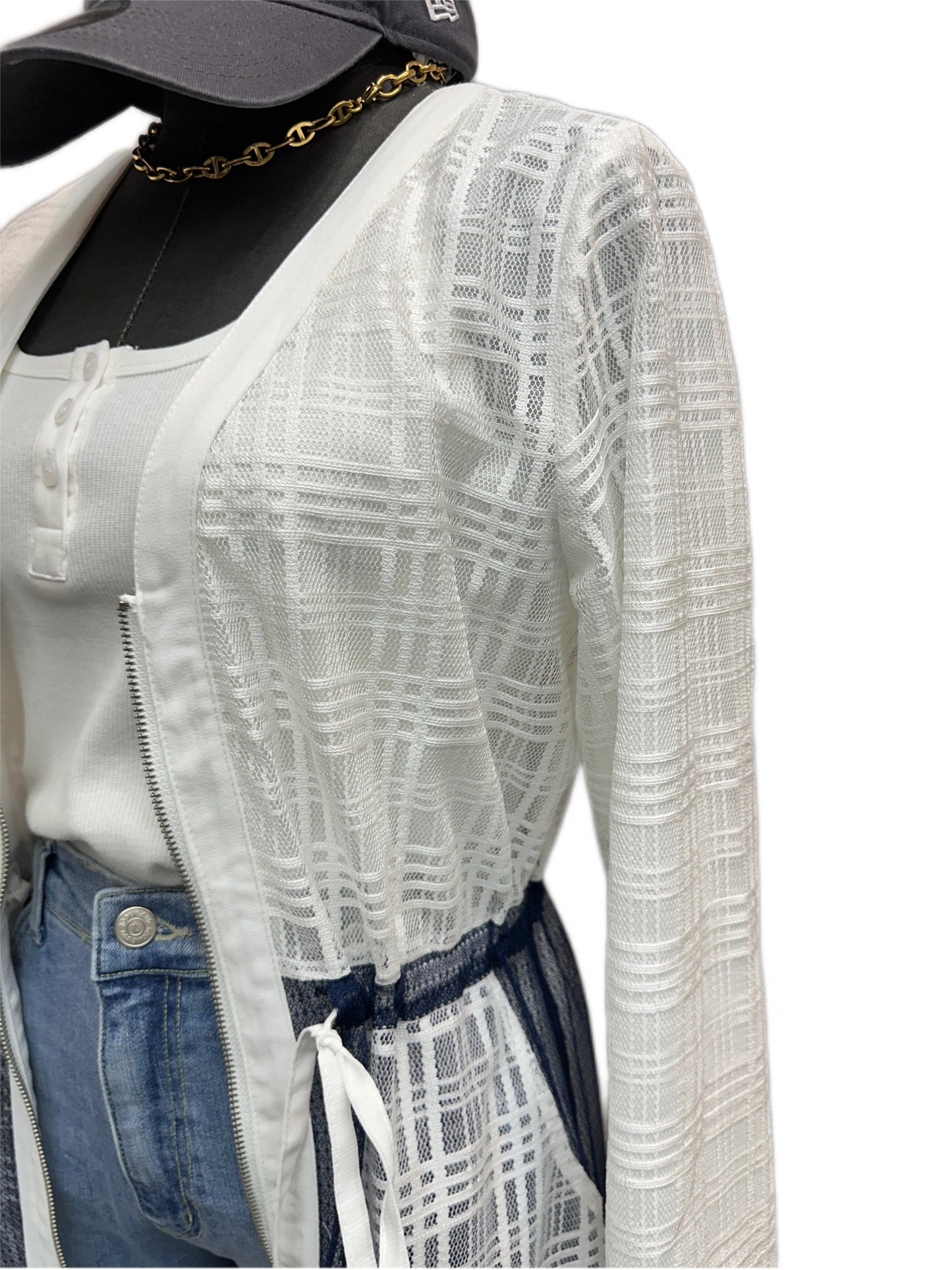 Two ways eyelet one piece jacket