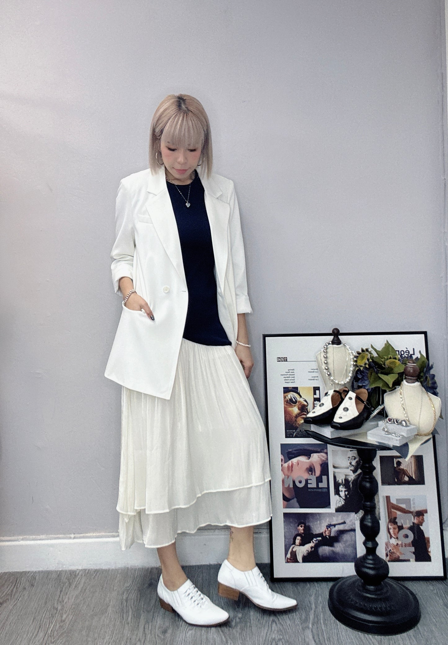 Knitted dress with silk