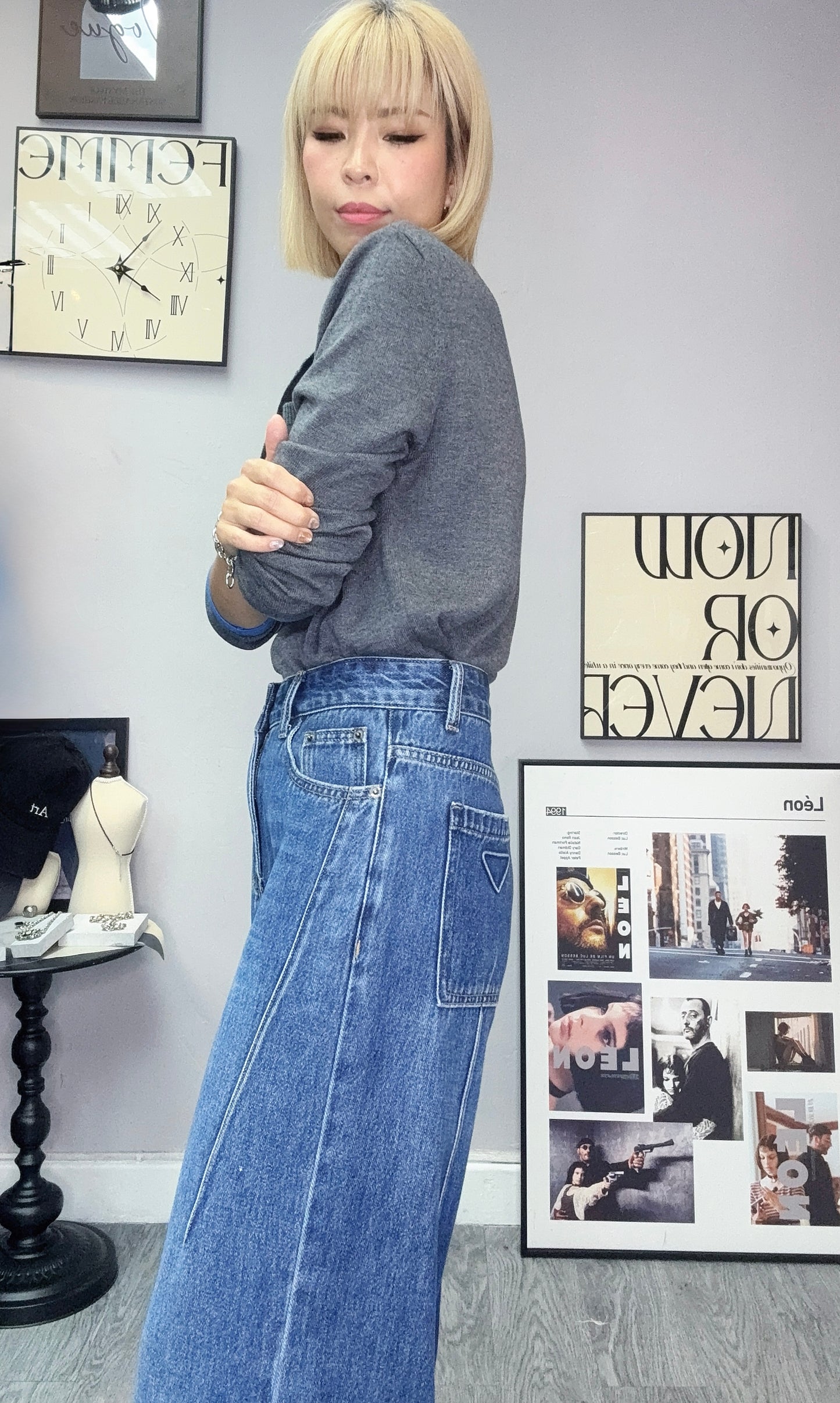 Fake two piece long sleeves cardigan