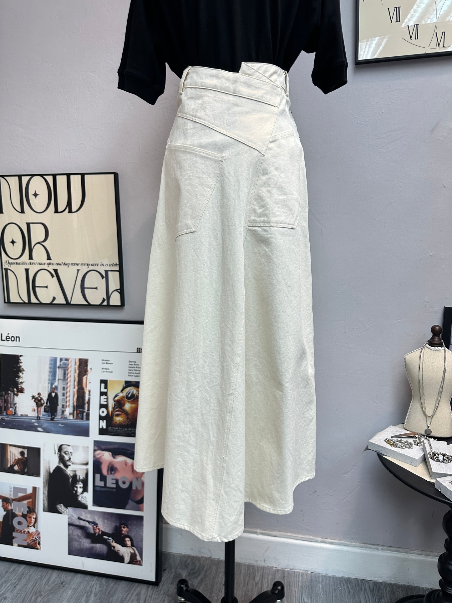 (-20% off)denim white skirt