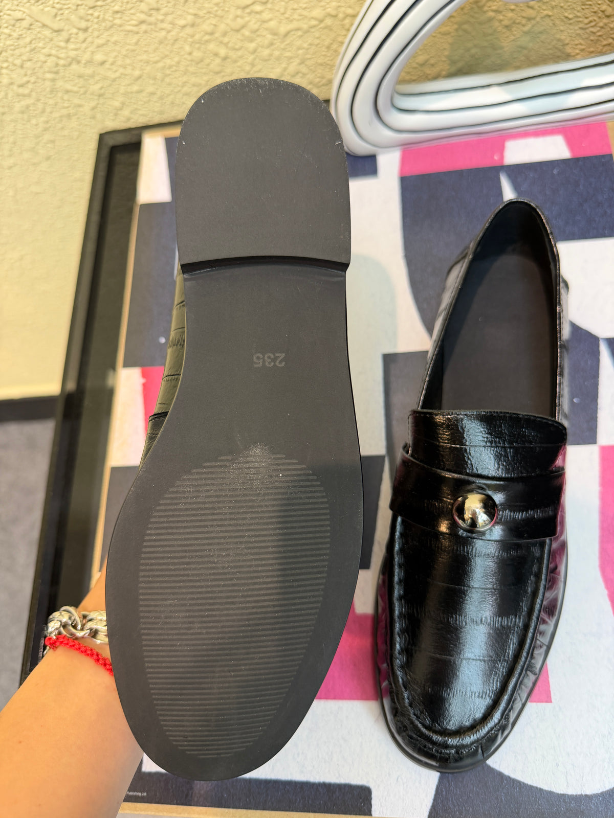 Silver bean embossed loafer