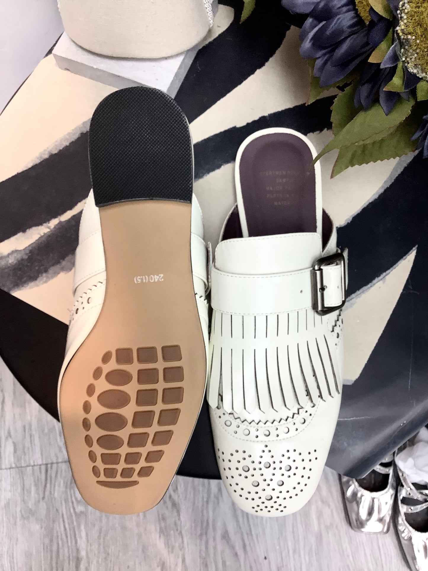 (-30% Off)Silver hook backless shoes