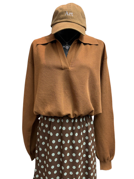 Polo knit long sleeves top