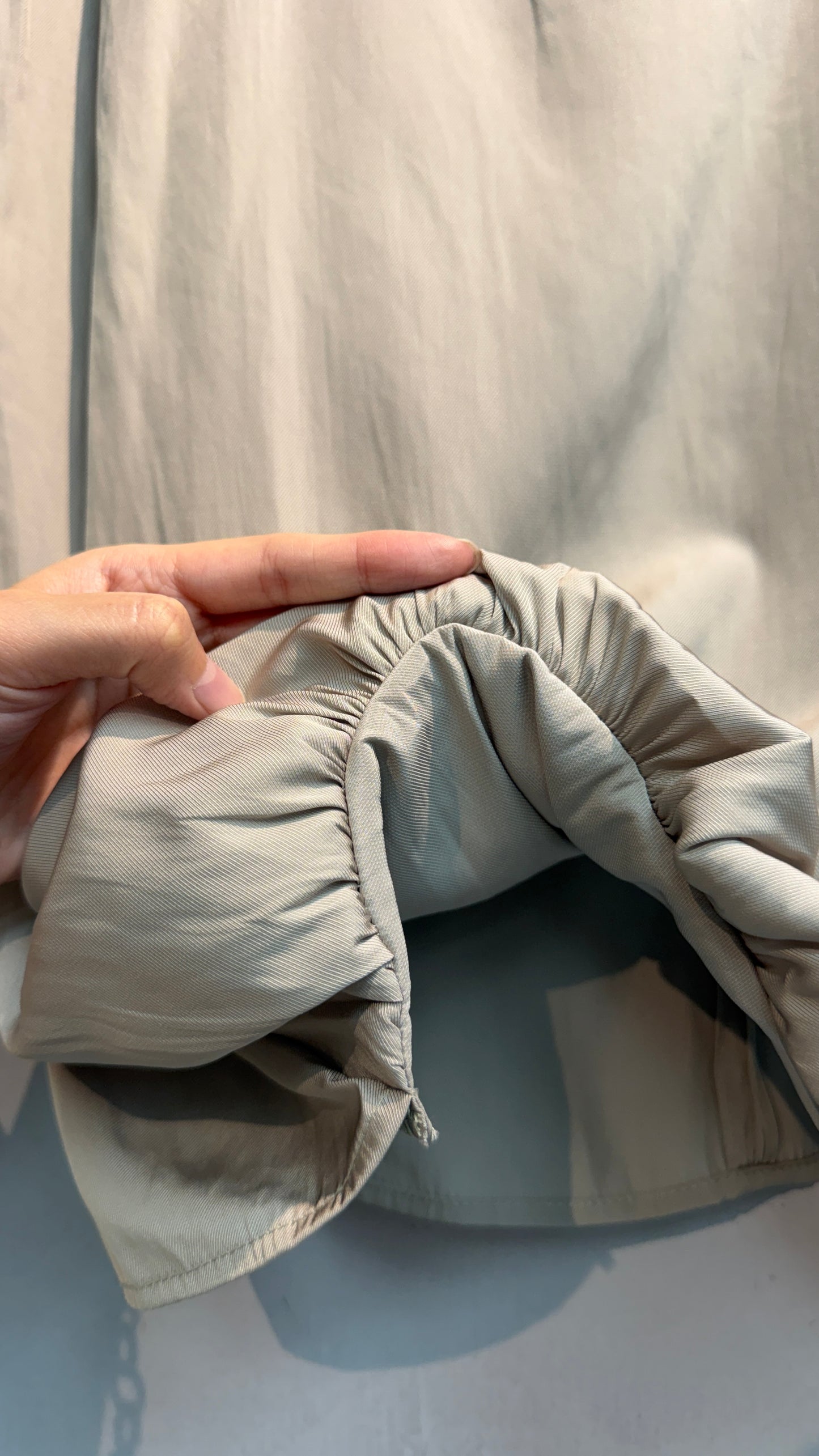 Puff hem silky cap sleeves top #00750
