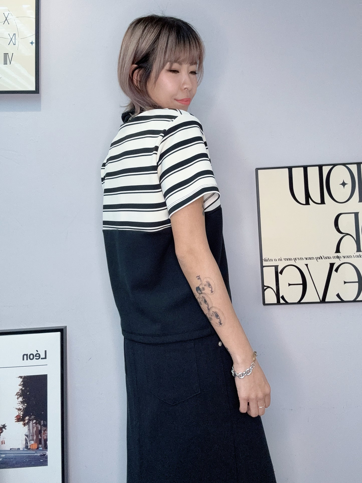 Half stripe polo top #00416