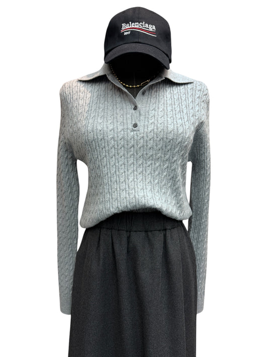 Silk X knit polo top