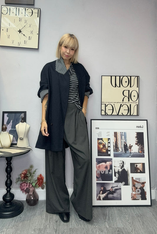 Stripe sleeves oversize blazer