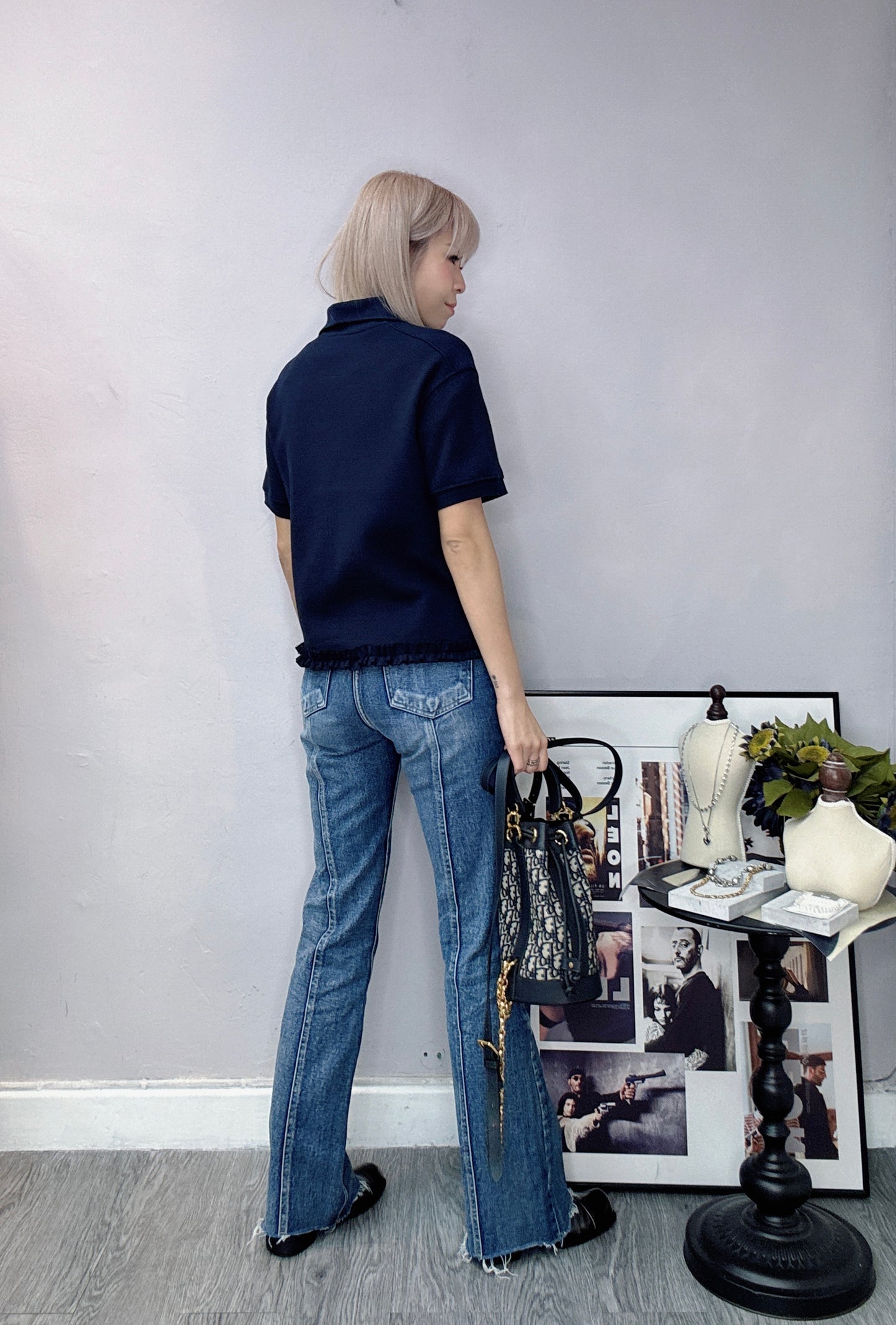 (-40%)Midi waisted slim jeans