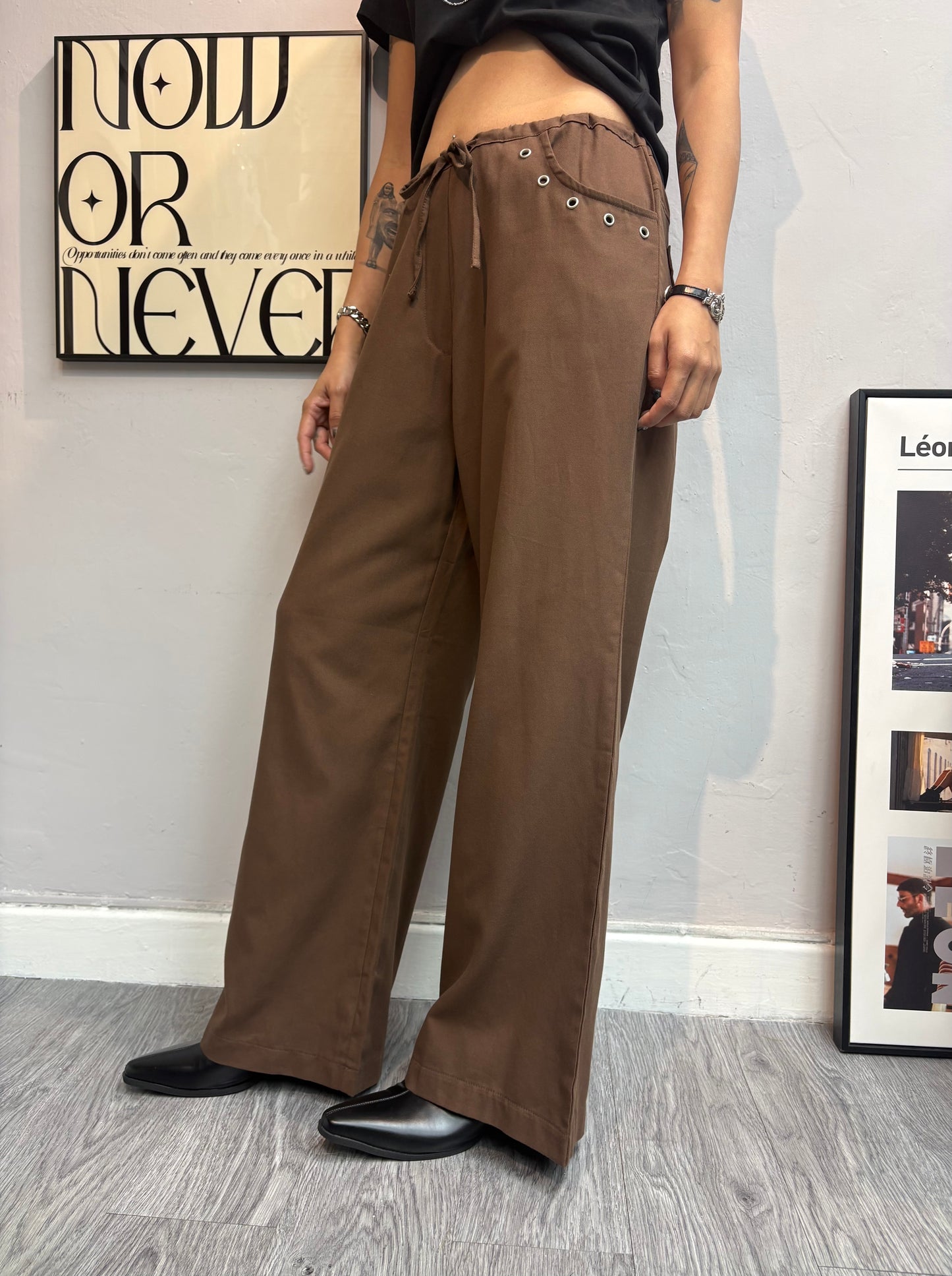 Eyelet waist pants #00716