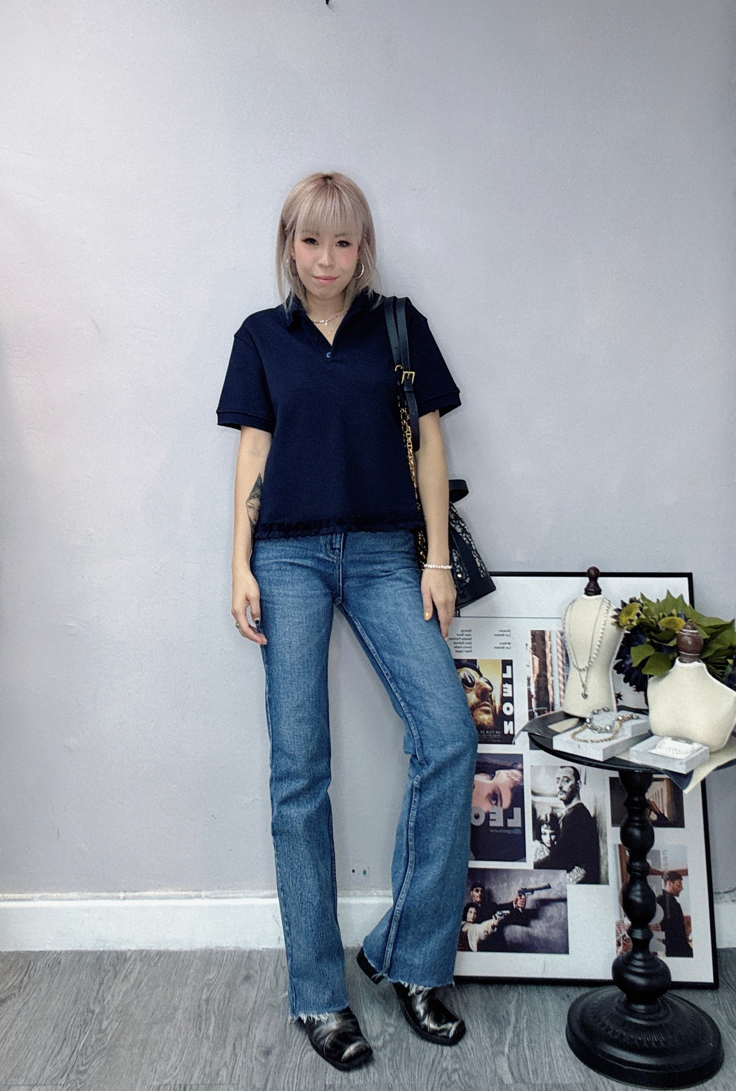 (-40%)Midi waisted slim jeans