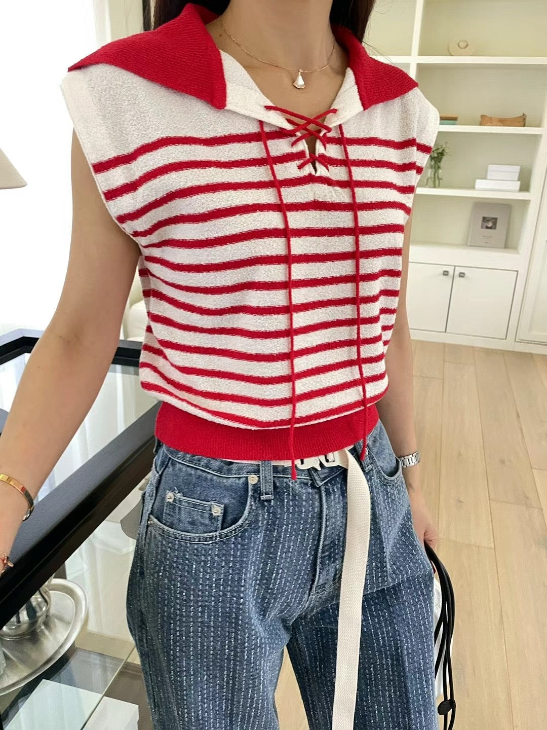 (40% off) striped polo knit