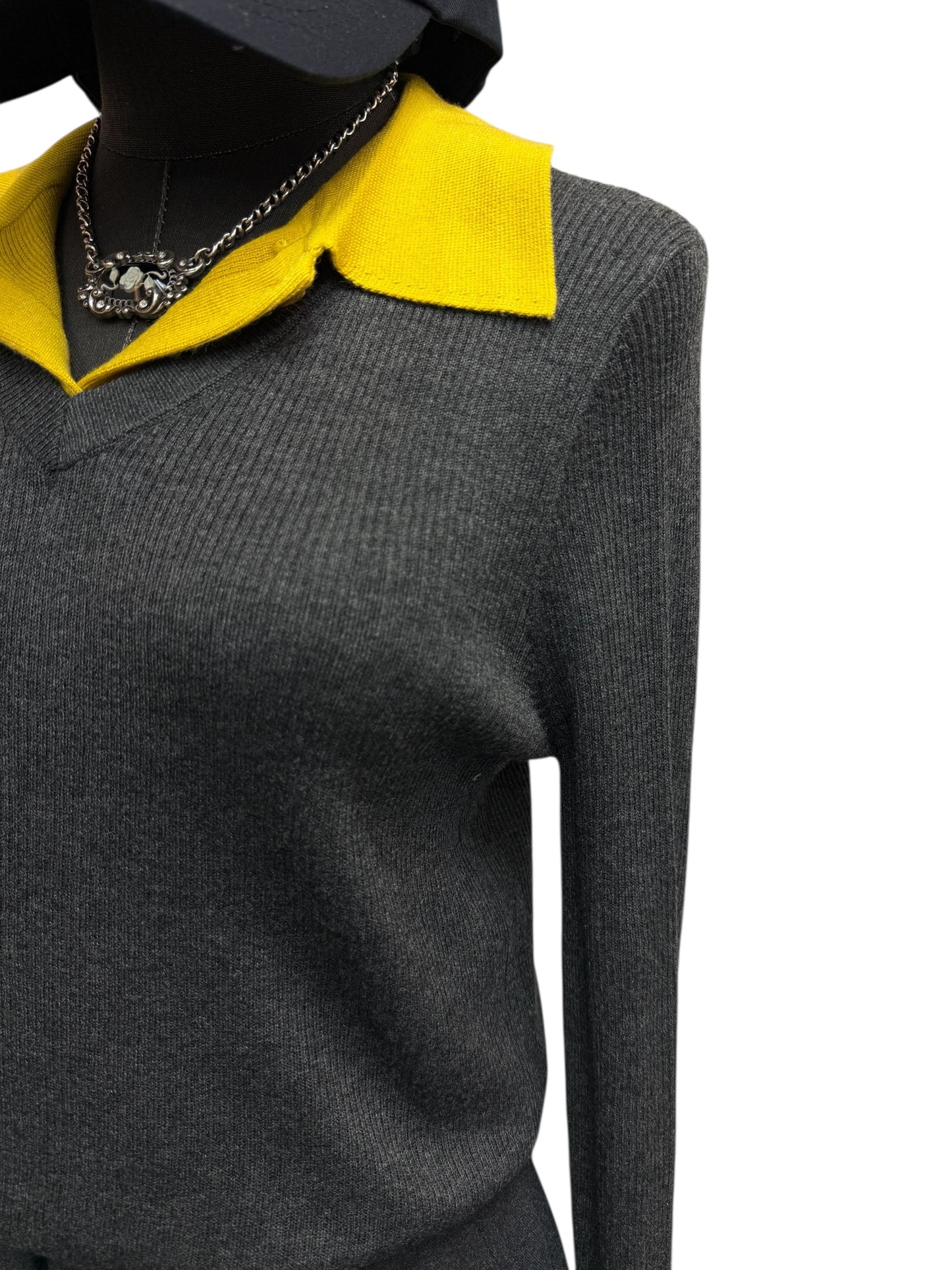 Fake two piece rib knit top