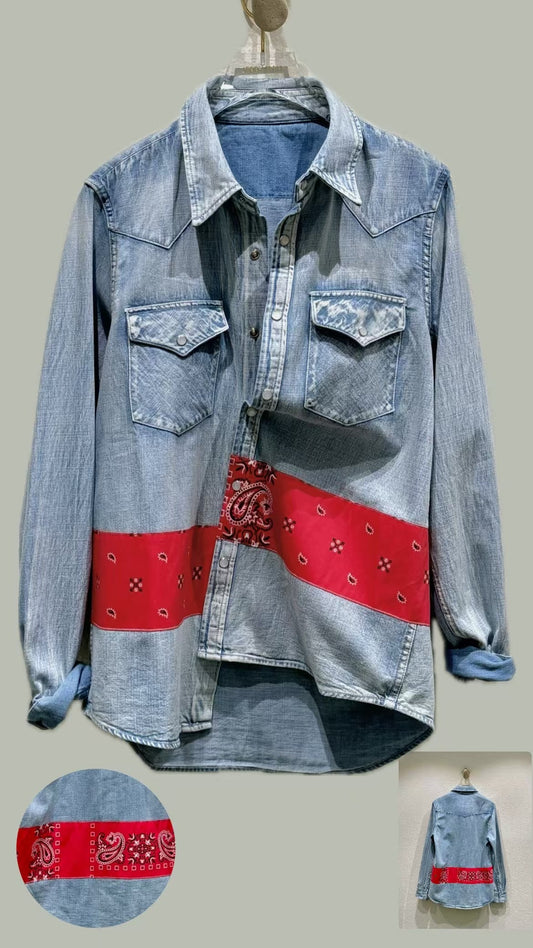 Patterned denim shirt