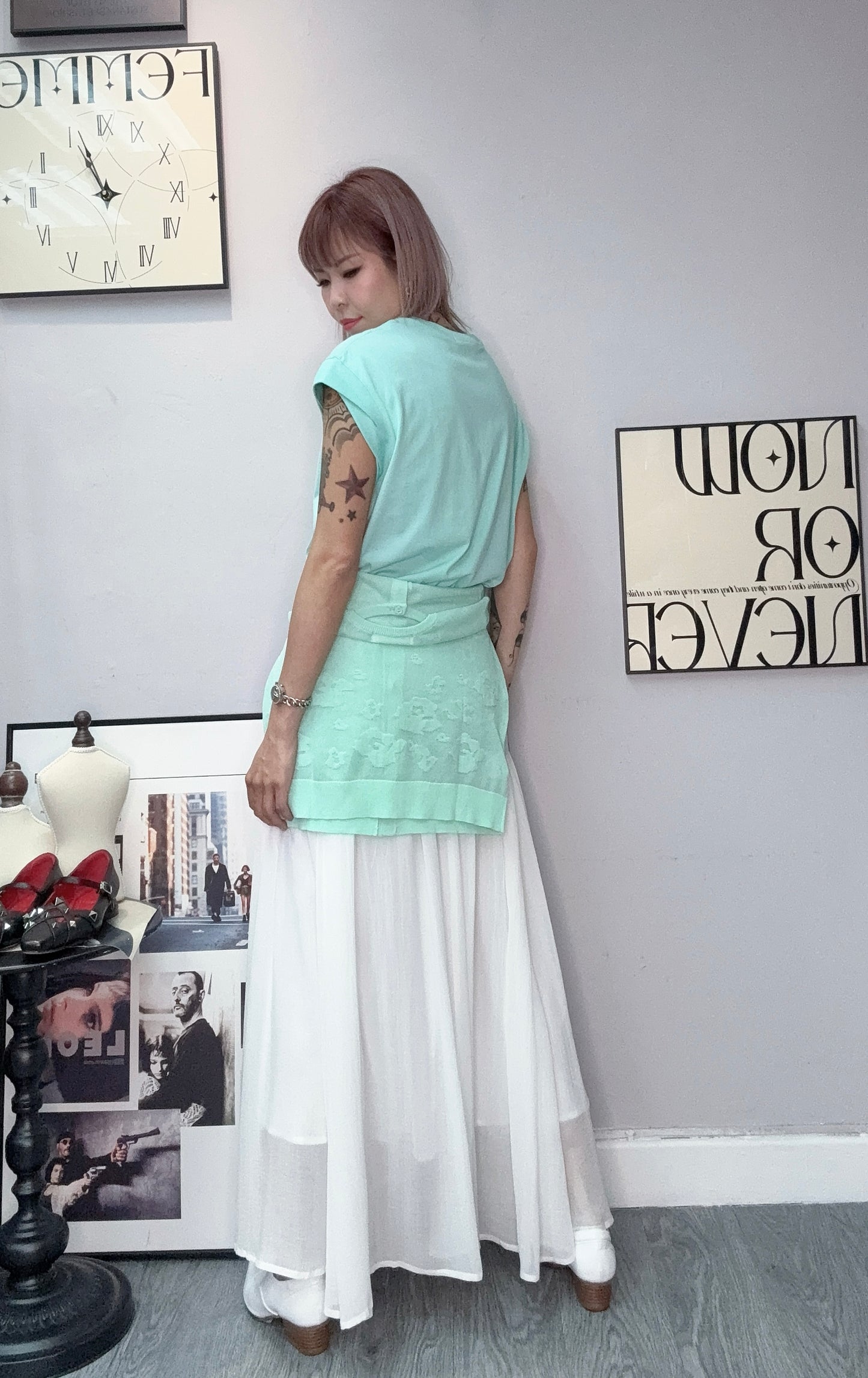 Twist collar long tee #00594
