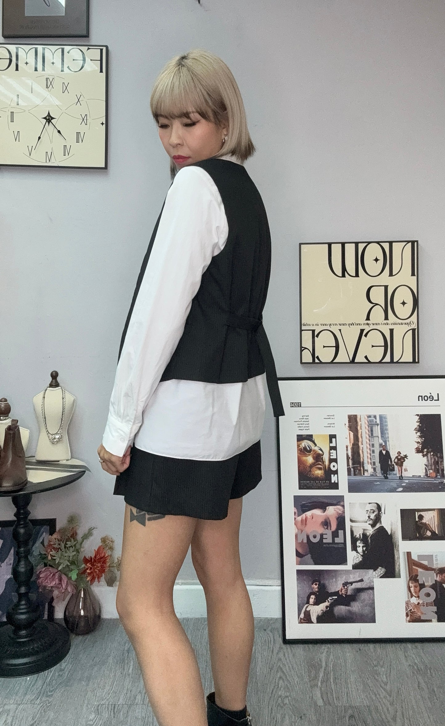 Stripe  X shirt vest blazer