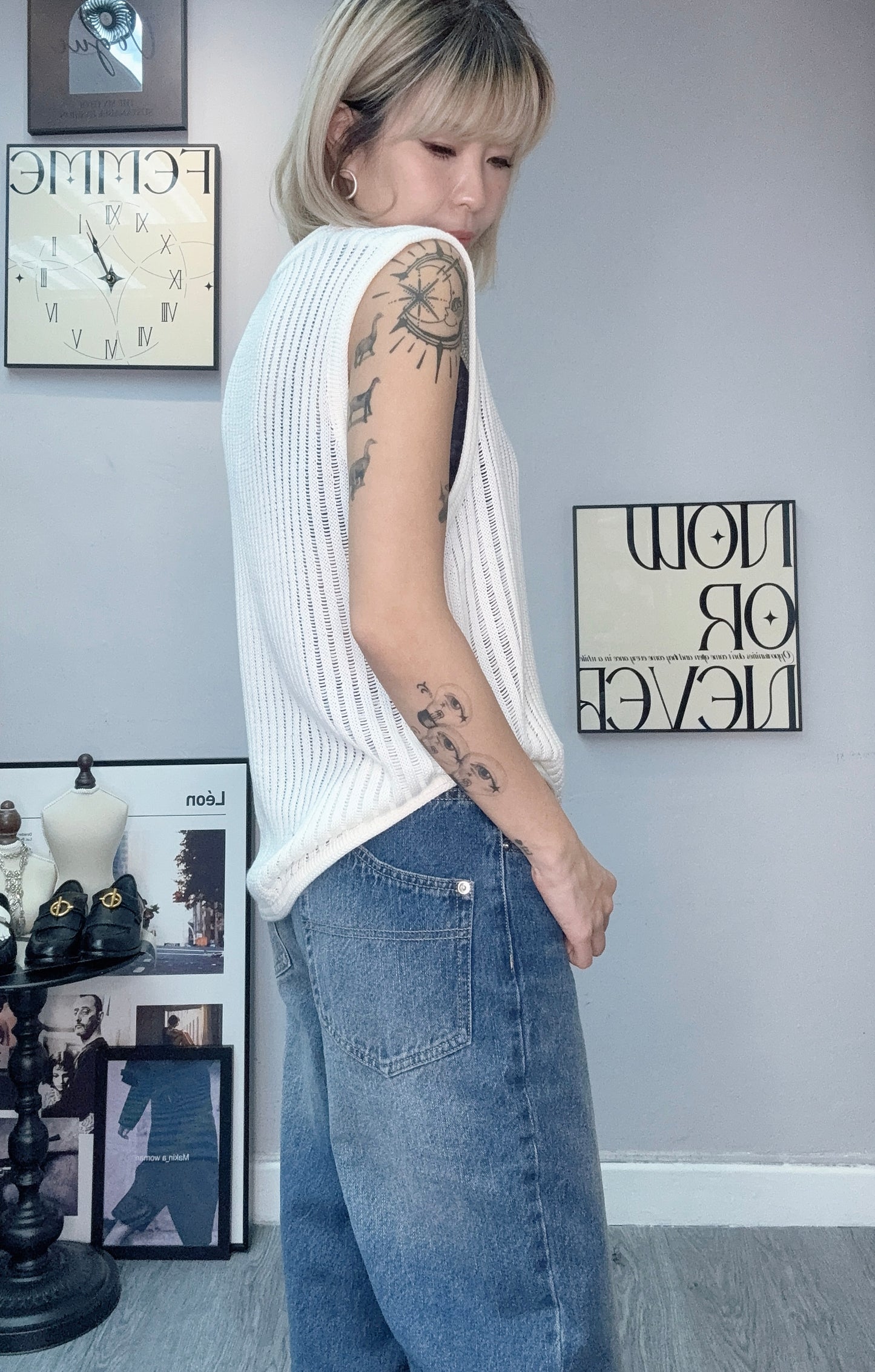 Round neck knit vest #00382